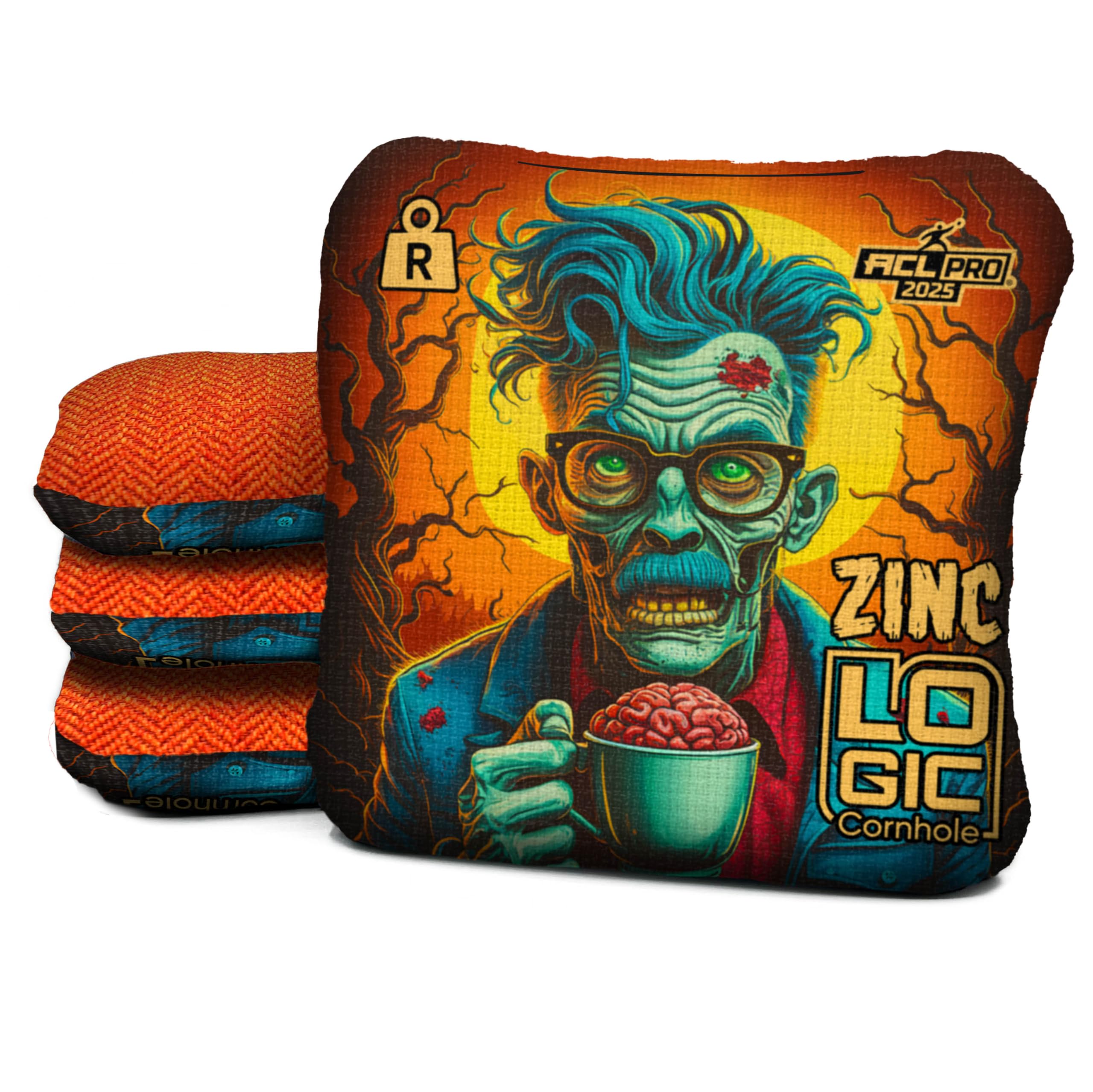 Premium Zombie Brain Tea Cornhole Bags - ACL Approved Professional Bean Bags (Set of 4) - Regulation Size & Weight for Tournament Play - Perfect for Backyard Games, Tailgating & Outdoor Parties