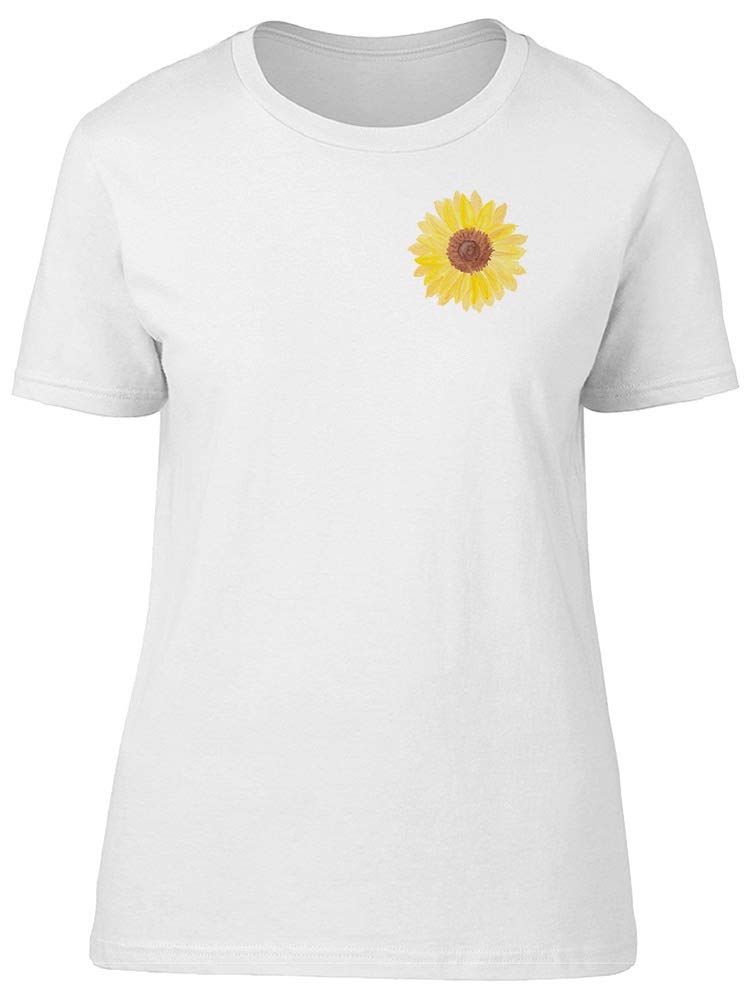 Women's Pocket Watercolor Sunflower T-Shirt - Soft Casual Tee for Summer Outings, Art Lovers & Nature Enthusiasts