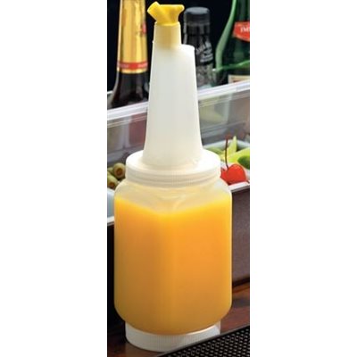Vollrath Traex Bar Keep II 1.5 Qt White Pouring Container with Neck, Lid & Assorted Color Spouts - Perfect for Bartending, Mixing Cocktails, and Commercial Kitchen Use