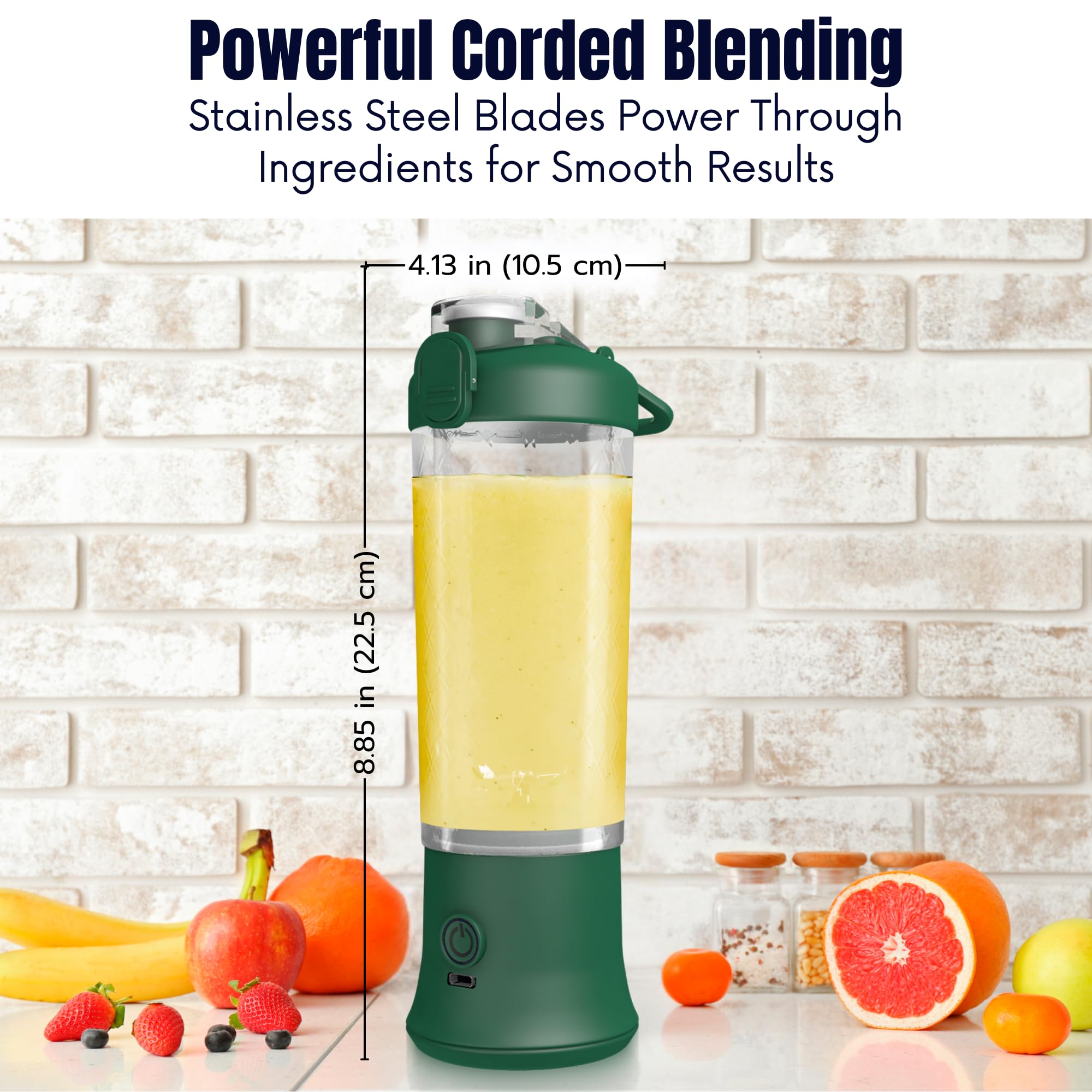 SSKAWorldwide Portable Blender - 21oz Rechargeable Personal Blender with 6 Blades for Smoothies, Shakes & Juices | Perfect for Home, Office, Gym, Sports & Travel | Compact & Lightweight (Green)