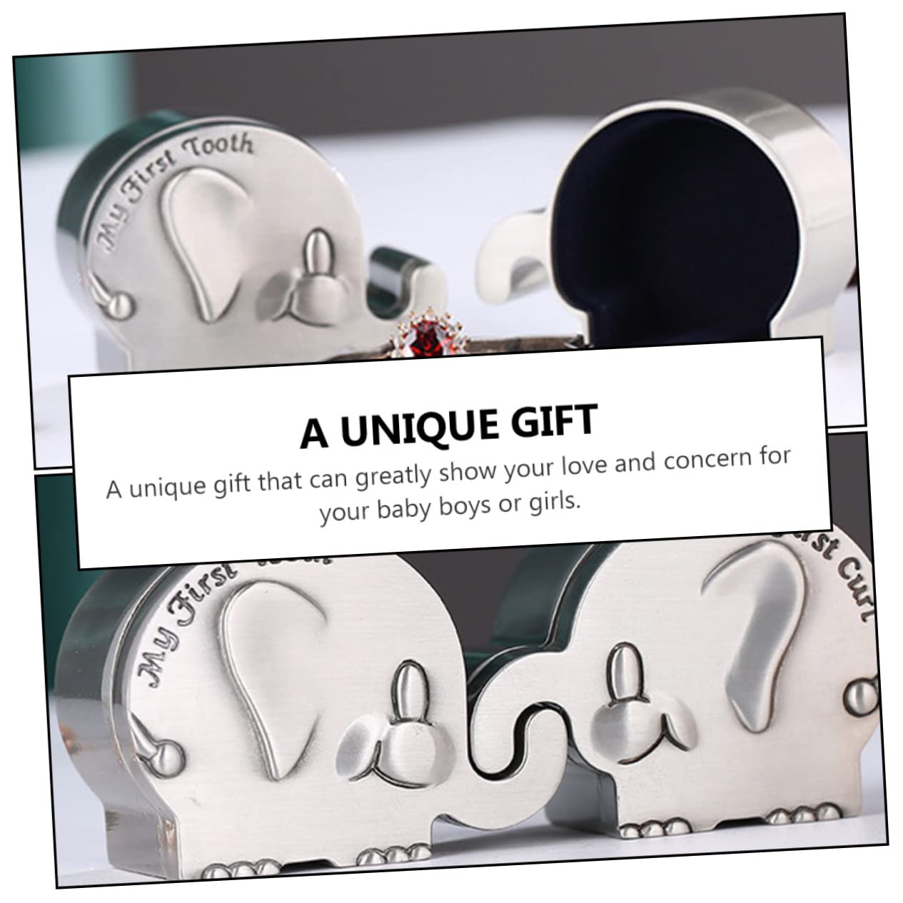 ibasenice 3 Pairs Stylish Elephant Baby First Tooth Keepsake Box - Unique Baby Teeth Storage for Newborn Boys and Girls - Perfect Baby Shower Gift & Milestone Memory Preservation
