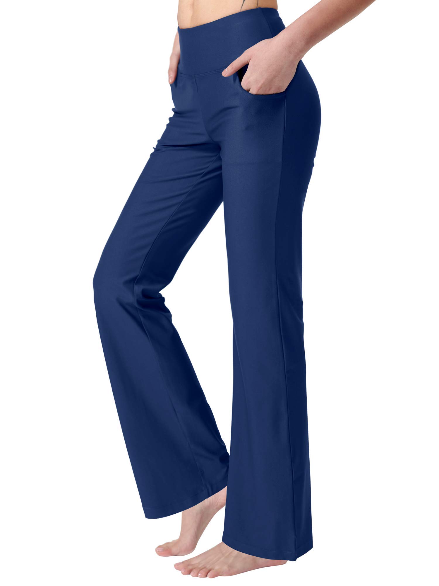 Zeronic Women's High Waisted Bootcut Yoga Pants with Pockets - Tummy Control Workout Running Pants for Gym, Lounge & Casual Wear