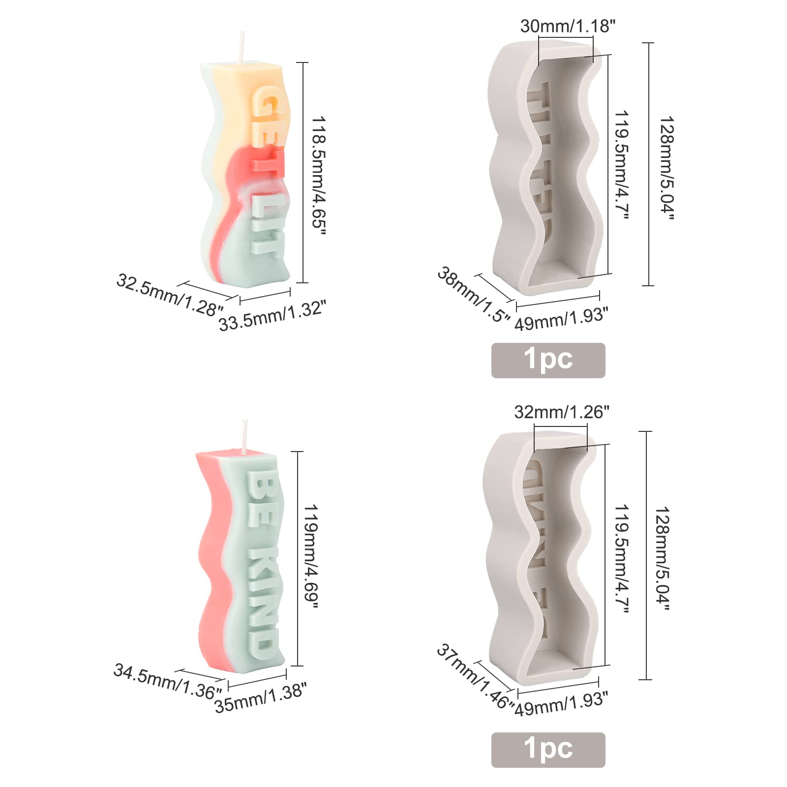SUPERFINDINGS 2-in-1 Silicone Candle Molds - Kind Wave Pillar & White Smoke Resin Casting Molds for DIY Aromatherapy Candles, Soap Making & Home Decor | Perfect for Candle Crafting, Gift Making & Relaxation Therapy