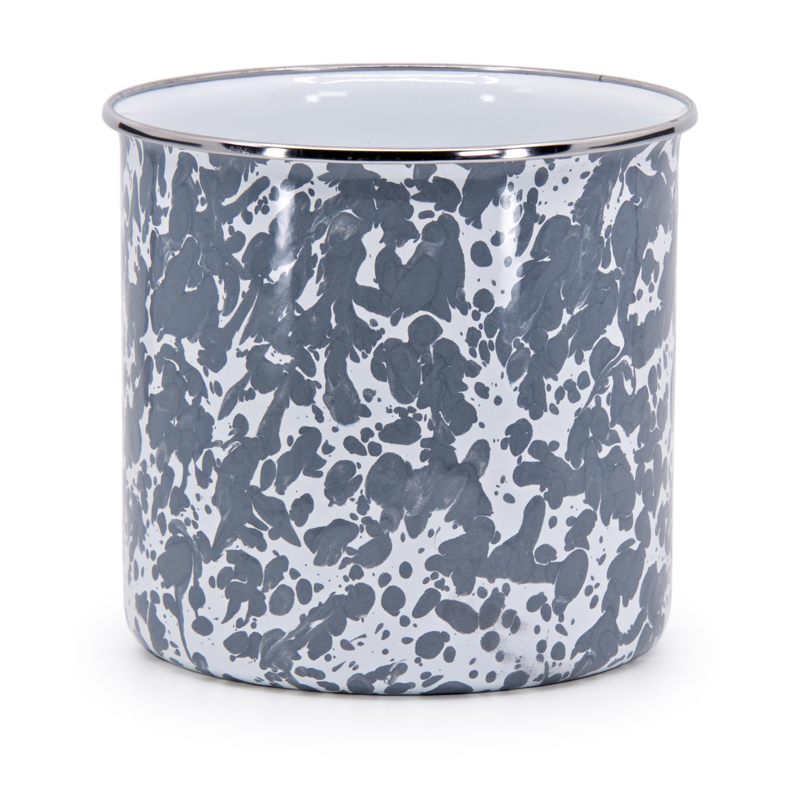 Golden Rabbit Enamelware Utensil Holder - Grey Swirl Design Kitchen Organizer for Spoons, Forks & Cooking Tools | Perfect for Countertop Storage in Modern Kitchens