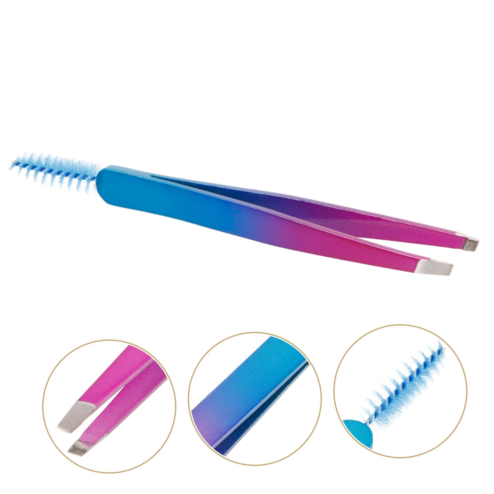 Premium Stainless Steel Eyebrow Tweezers with Brush - Professional Hair Removal & Brow Shaping Tool for Women | Portable Eyebrow Grooming Kit for Precise Tweezing, Brow Care & Makeup Application | Perfect for Home, Travel & Salon Use