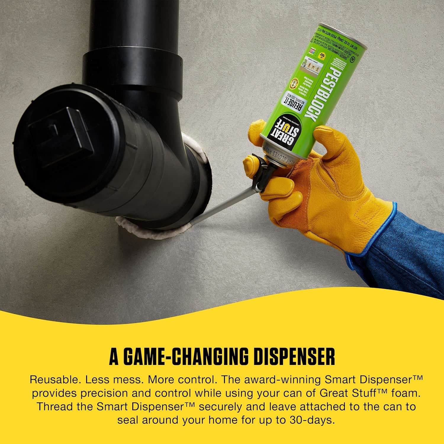 Great Stuff 99112809 Smart Dispenser Expanding Foam Sealant - Grey - for Home Insulation, Gaps & Cracks, DIY Projects & Weatherproofing