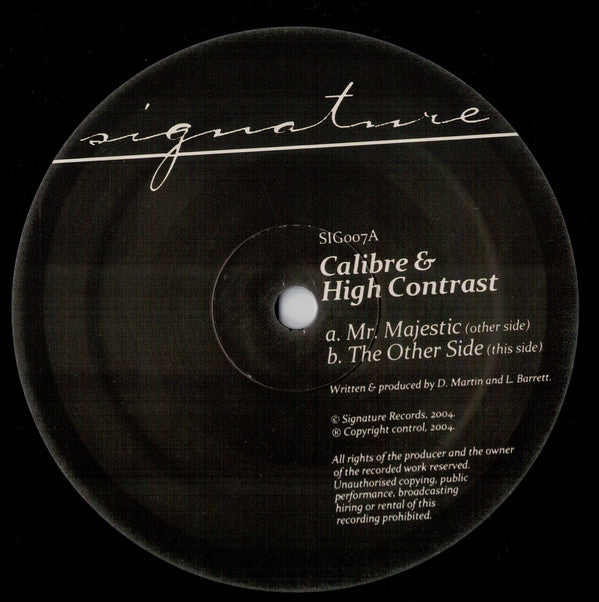 Calibre & High Contrast – Mr Majestic Vinyl Record | Signature Records SIG007 | DJ Mixing, Electronic Music Collectors, Nightclub Performance