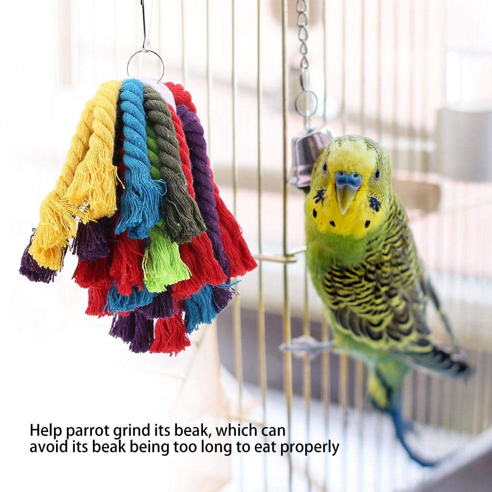 Yosoo 2 Pack Bird Chew Toys for Parrots - Natural Cotton Rope Biting & Chewing Hanging Toys for Bird Cage - Perfect for Mental Stimulation & Beak Trimming