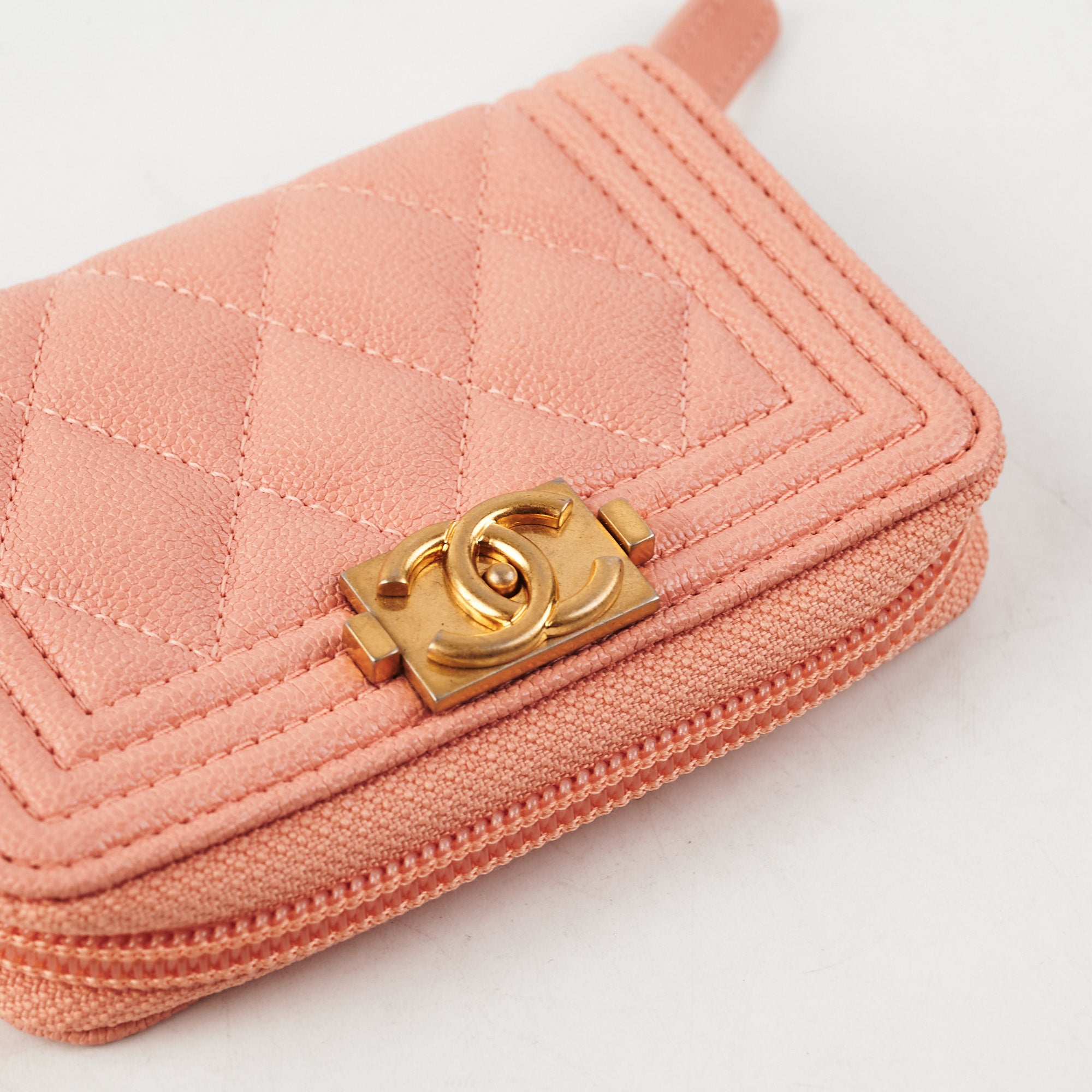 Chanel Boy Zip Compact Wallet in Pink - Luxury Leather Wallet for Women, Perfect for Everyday Use & Special Occasions