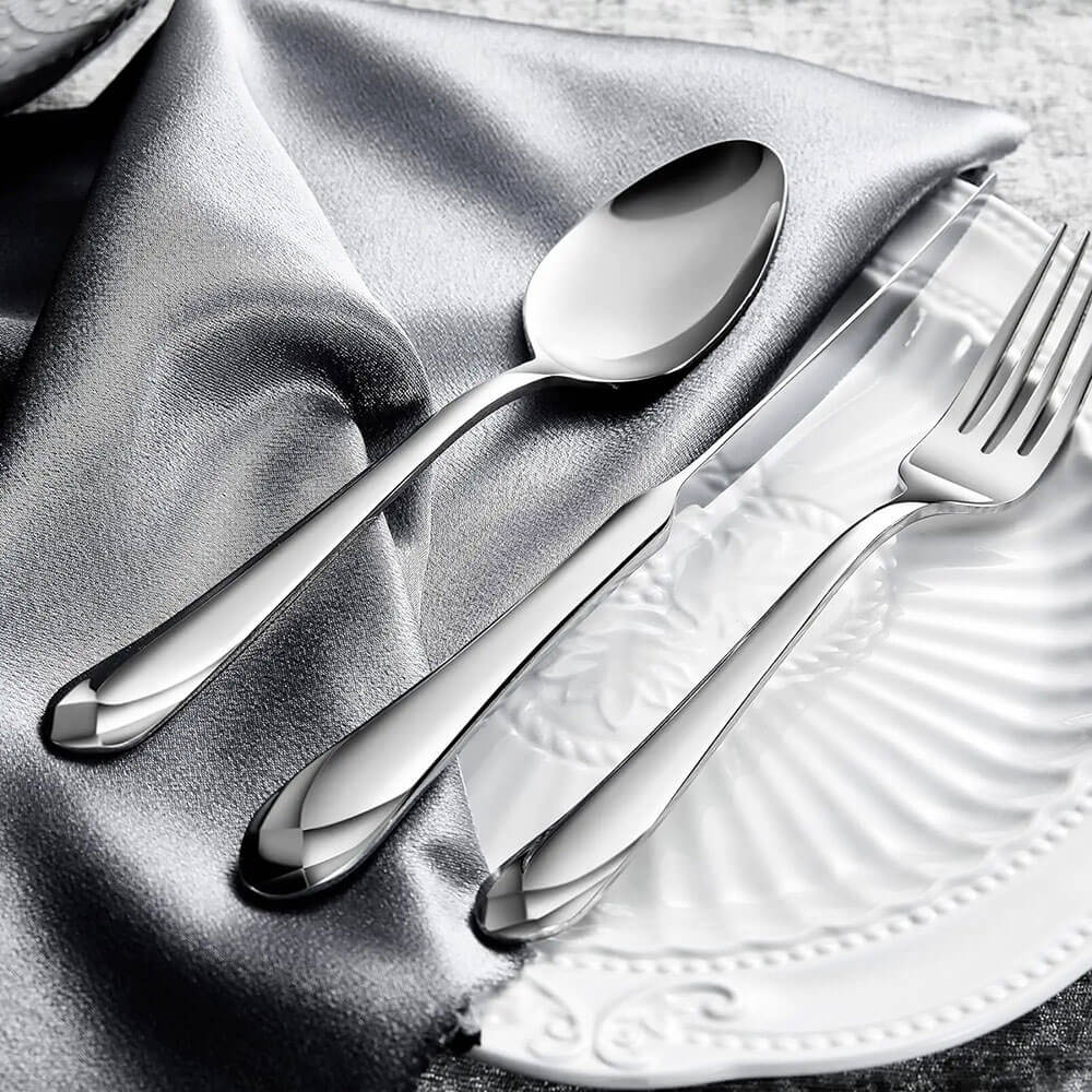 Premium Marina 18/10 Stainless Steel Silverware Set - 45-Piece Flatware Set for 8, Mirror Polished, Dishwasher Safe - Perfect for Dining, Weddings, and Gifts