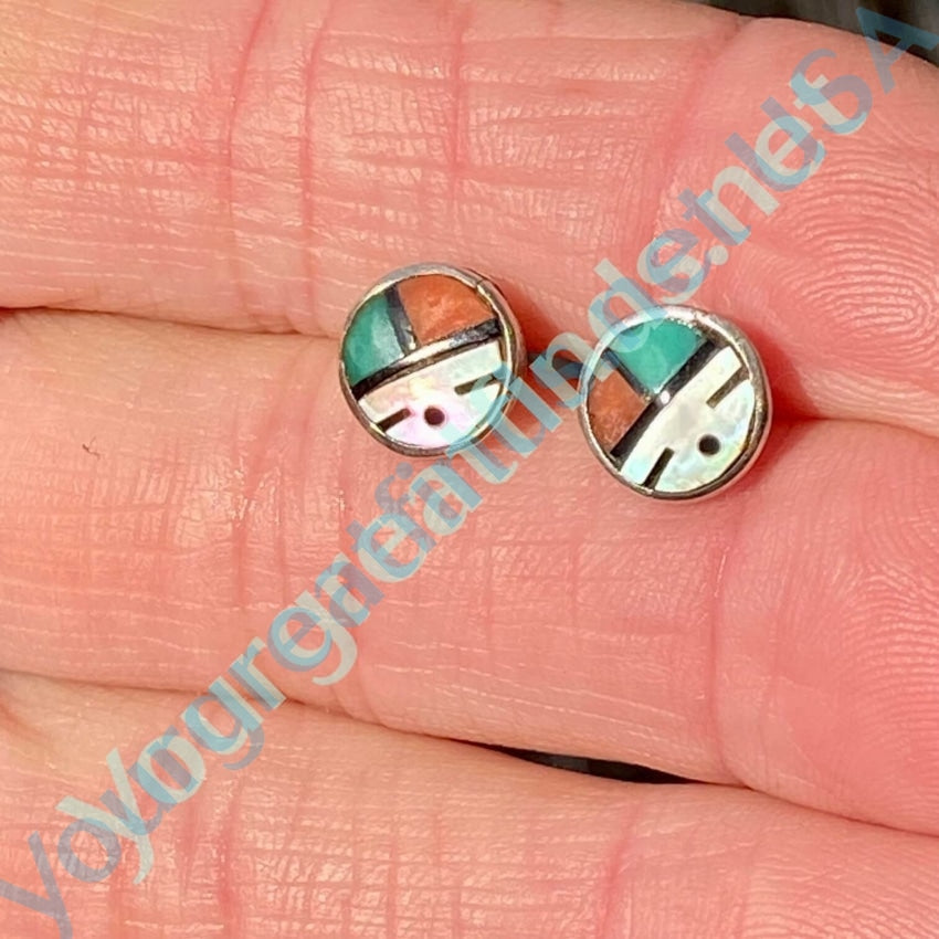 Tiny Zuni Sun God Pierced Stud Earrings Sterling Silver - Authentic Native American Jewelry for Women, Perfect for Everyday Wear & Special Occasions