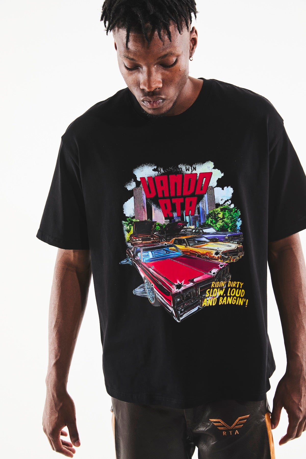 Colin Oversized Short Sleeve T-Shirt for Men | Black Slab Cars Graphic Tee | Casual Streetwear & Summer Outfit Essential