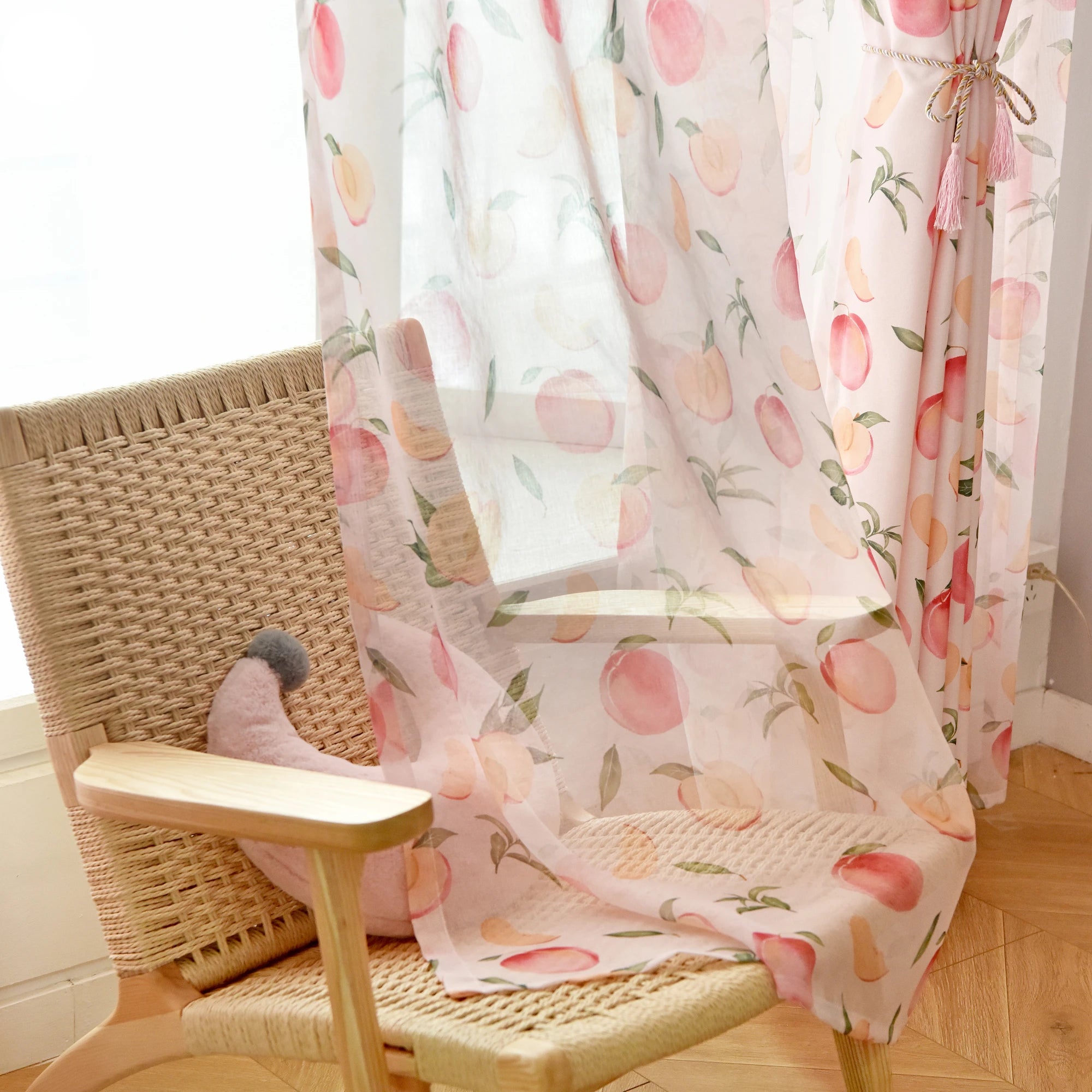 Lia Peach Garden Custom Privacy Curtain - Blackout Window Drapes for Bedroom, Living Room & Nursery - Elegant Floral Design for Home Decor