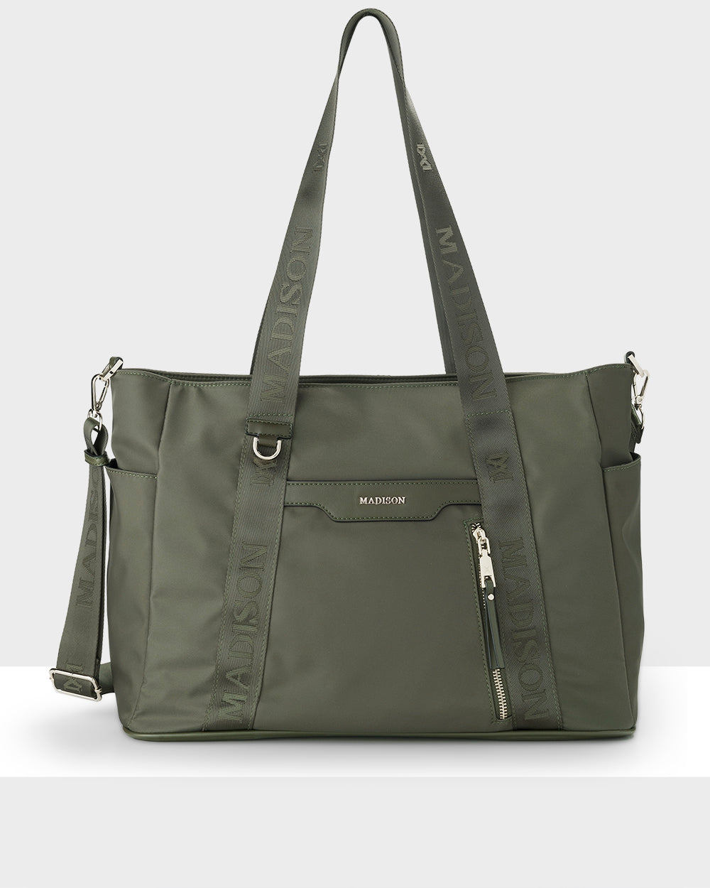 Anita Large Nylon Tote Bag with Monogram Webbing Strap - Durable Women's Work Bag for Office, Travel & Shopping - Perfect for Professionals, Students & Commuters