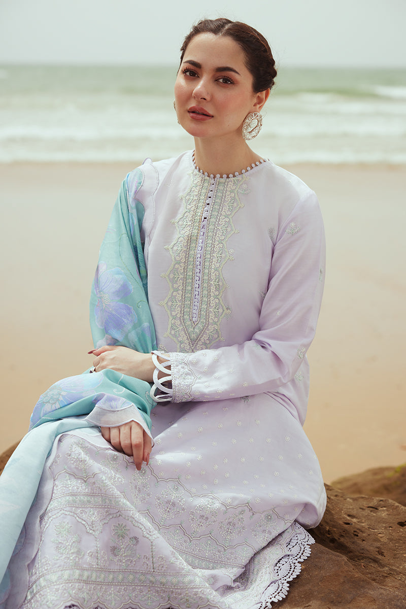Lavender Dust 3-Piece Satin Embroidered Suit Set for Women – Elegant Formal Wear for Weddings, Parties & Special Occasions