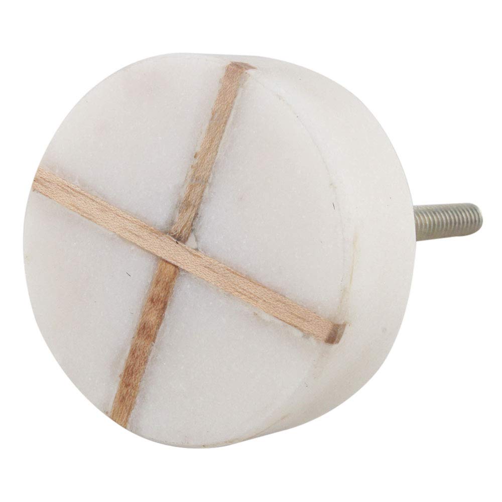 14-Piece White Round Luxury Marble Drawer Knobs - Premium Kitchen Cabinet Hardware & Dresser Pulls for Cupboard Doors - Elegant Stone Handles for Home & Office Decor