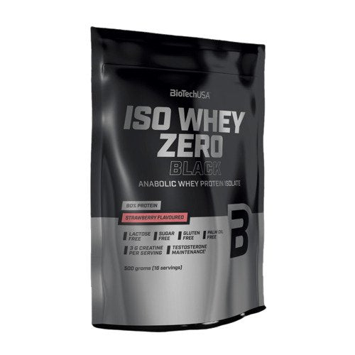 BioTechUSA Iso Whey Zero Protein Powder - Black Strawberry Flavor, 500g | Premium Whey Isolate for Muscle Recovery & Growth | Ideal for Post-Workout, Fitness & Bodybuilding