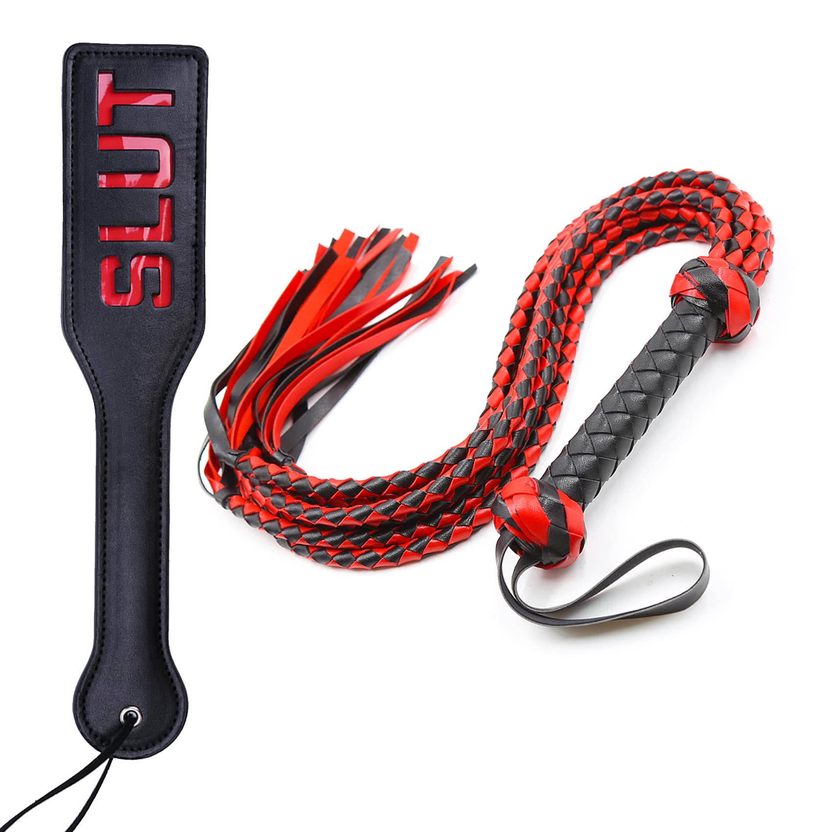 Premium BDSM Spanking Paddle with Bondage Restraints & Flogger - Adult Sex Toy for Couples Play, BDSM Scenes, and Sensual Exploration