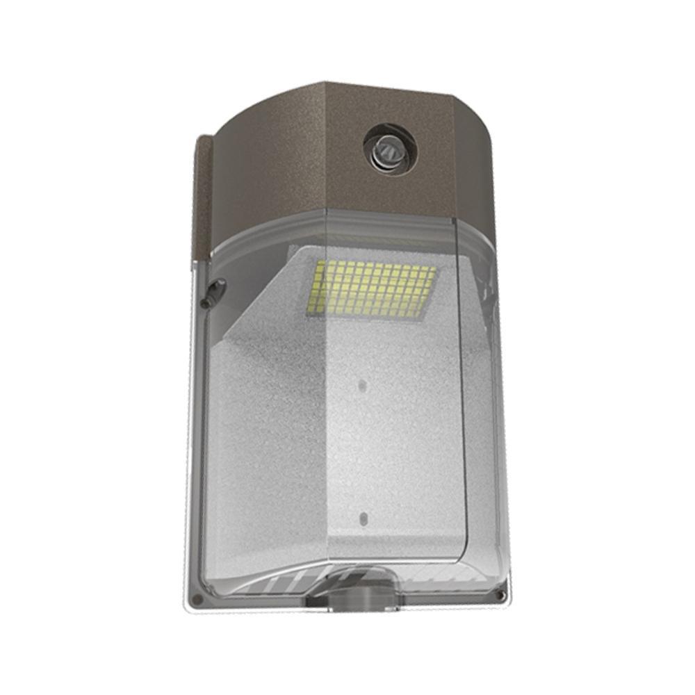 15W LED Mini Wall Pack Light with Photocell - 1800 Lumens, 3000K Warm White, 120-277V, Bronze Finish (50W Equivalent) - Perfect for Outdoor Security, Porch, Garage, and Pathway Lighting