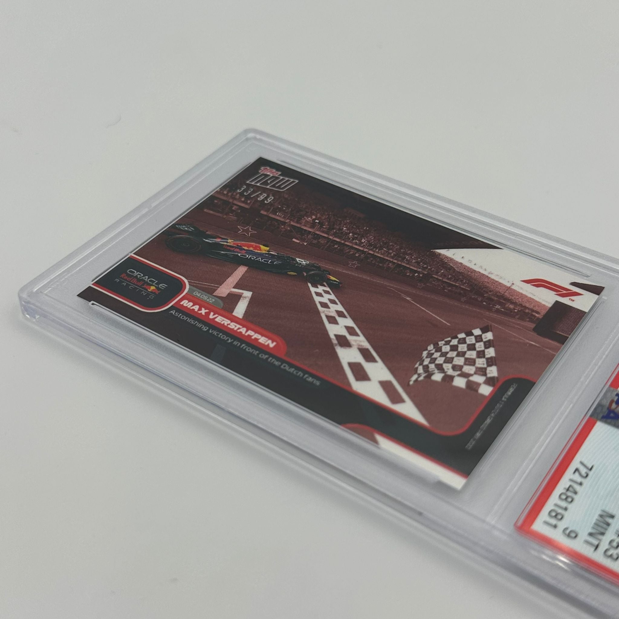 PSA 9 Graded 33/99 Max Verstappen 2021 Dutch GP Race-Winning F1 Trading Card - Limited Edition Collectible for Motorsport Fans & Memorabilia Enthusiasts