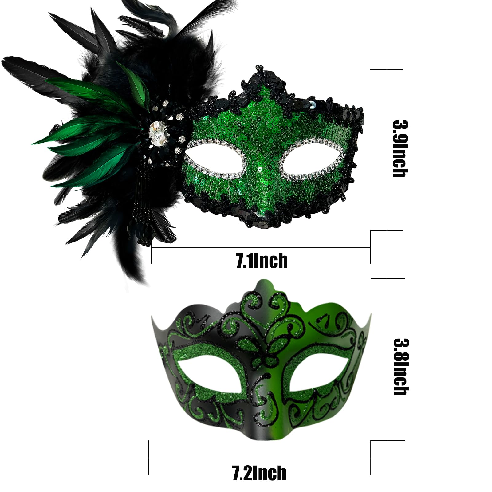 2025 New Feather Masquerade Mask for Women & Men - Elegant Couple Costume Accessory for Halloween, Masquerade Balls, and Themed Parties