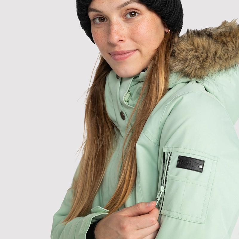 Roxy Snow Meade Water Green Women's Snow Jacket - Waterproof & Warm for Skiing, Snowboarding & Winter Outdoor Activities