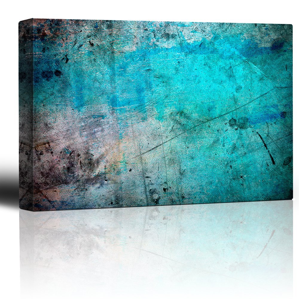 Blue and Splatter Ink Watercolor Abstract Canvas Wall Art - Rustic Home Decor Giclee Print - 12x18 Inches - Perfect for Living Room, Bedroom & Office Decor