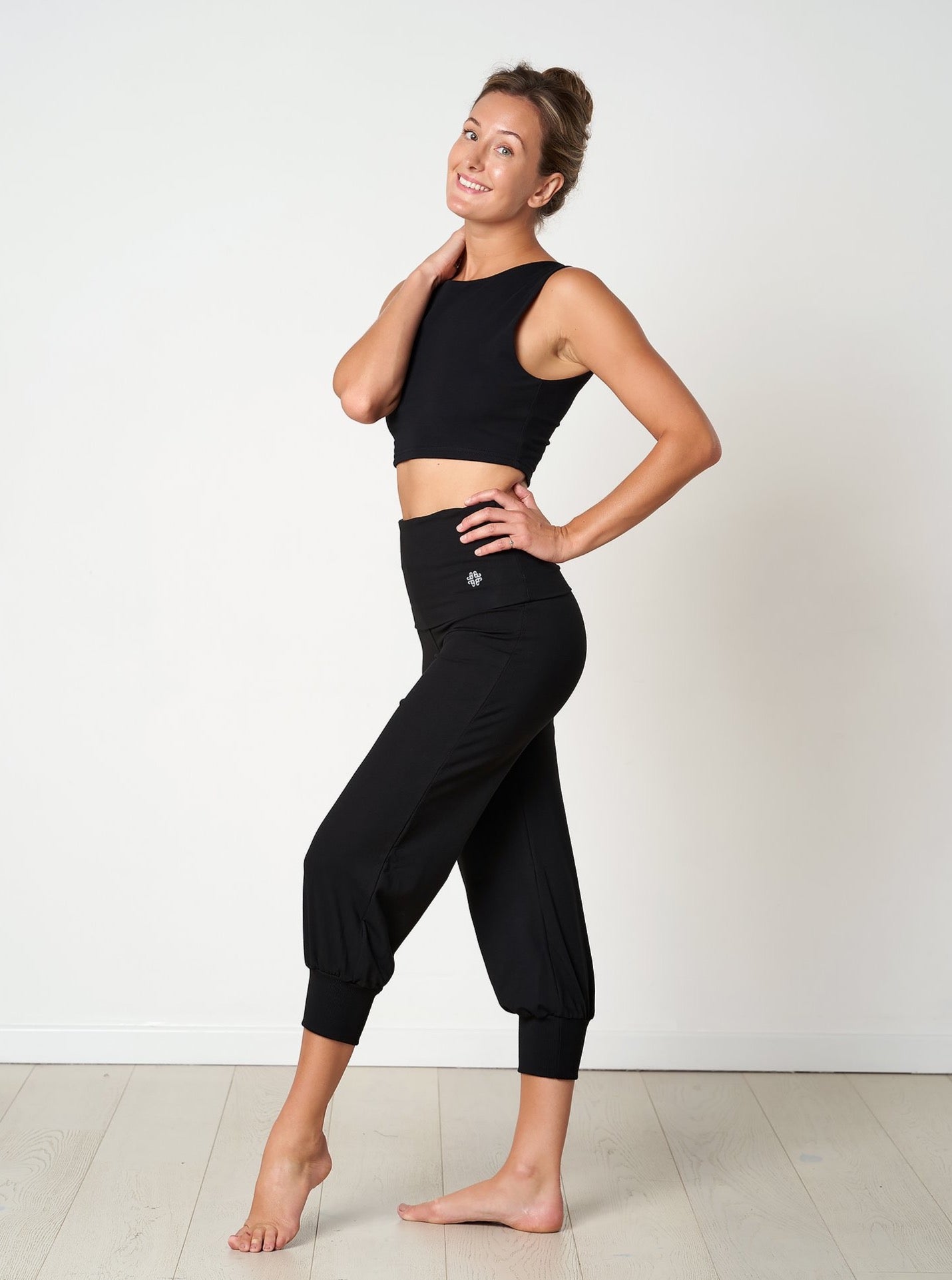 Gossypium Aspire Cropped Harem Pants - Black | Women's Casual Lounge Pants for Yoga, Home & Travel