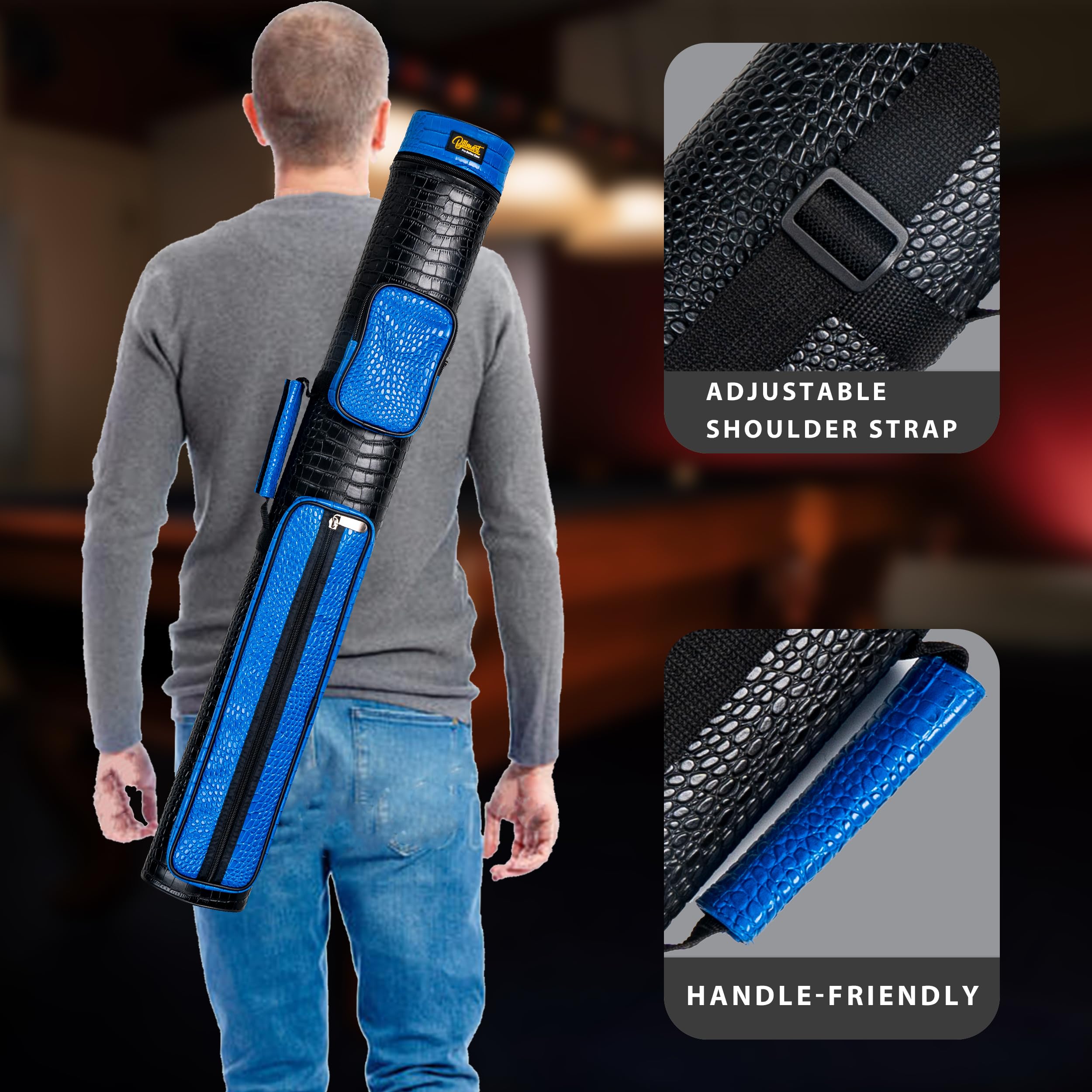 Premium 2x3 Hard Pool Cue Case - Durable Billiard Stick Carrying Case with Protective Padding - Perfect for Travel, Storage & Tournament Play