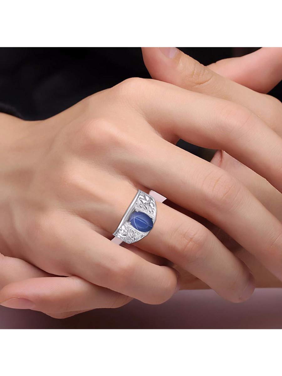 Rylos Men's Sterling Silver Designer Nugget Ring with Oval 9X7MM Gemstone & Sparkling Diamonds - Birthstone Jewelry for Men, Size 8-13 - Perfect for Weddings, Anniversaries & Gifts