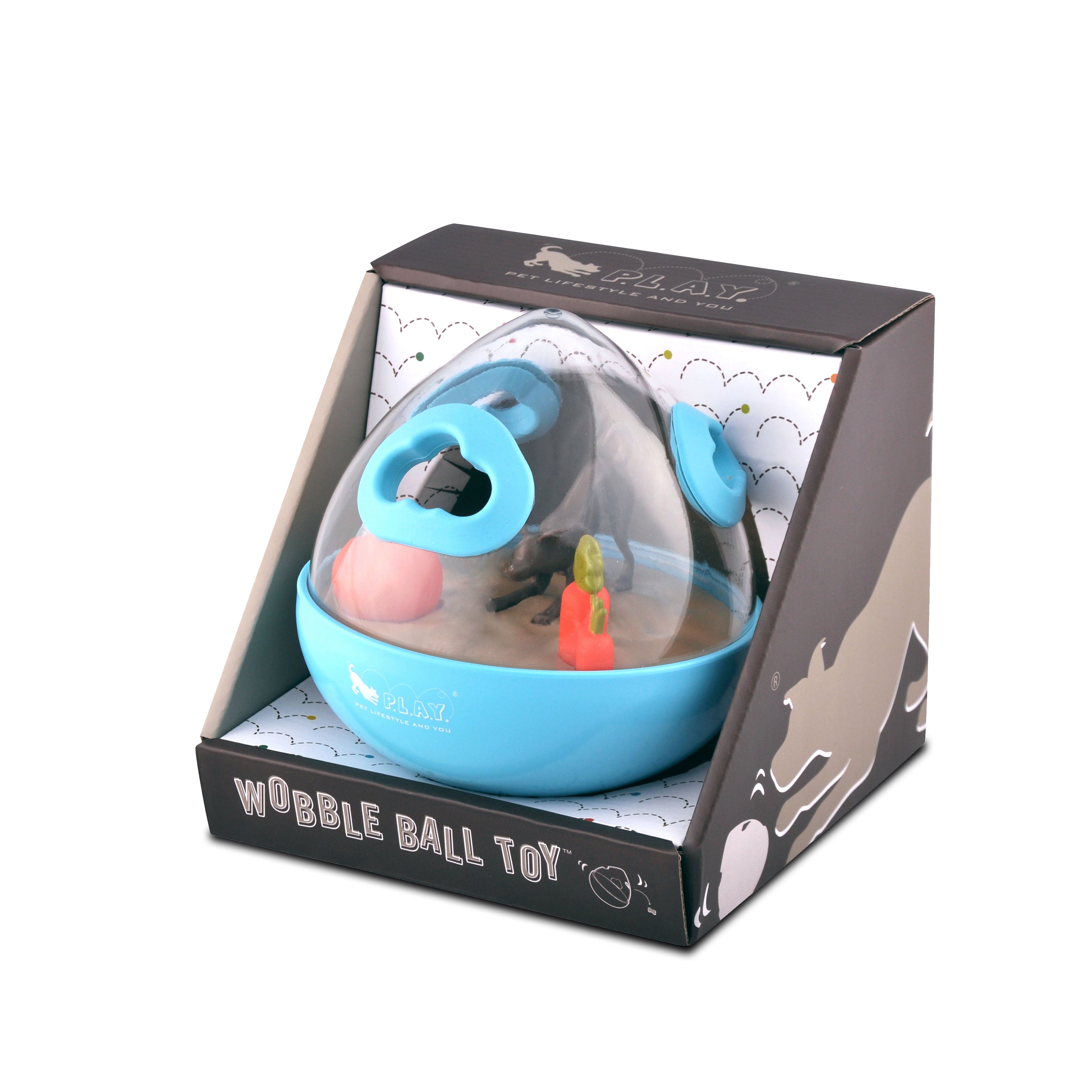 Interactive Wobble Ball Dog Toy with Treat Dispenser - Blue | Pet P.L.A.Y. | Fun Puzzle Game for Dogs to Stimulate Mind & Reward Good Behavior