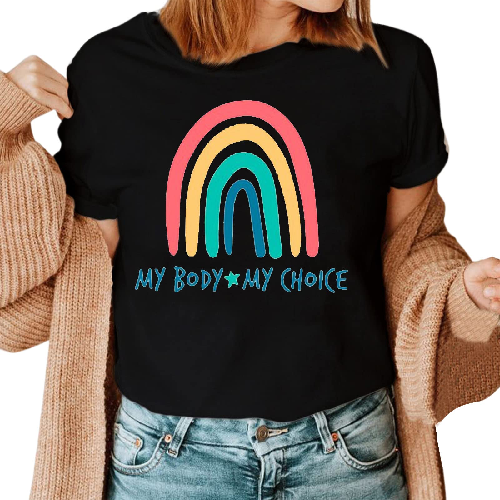 Women's Equality & Rights Printed Short Sleeve T-Shirt - Round Neck Casual Tee Tunic Top for Everyday Wear | Feminist Apparel for Work, Protest & Casual Outfits