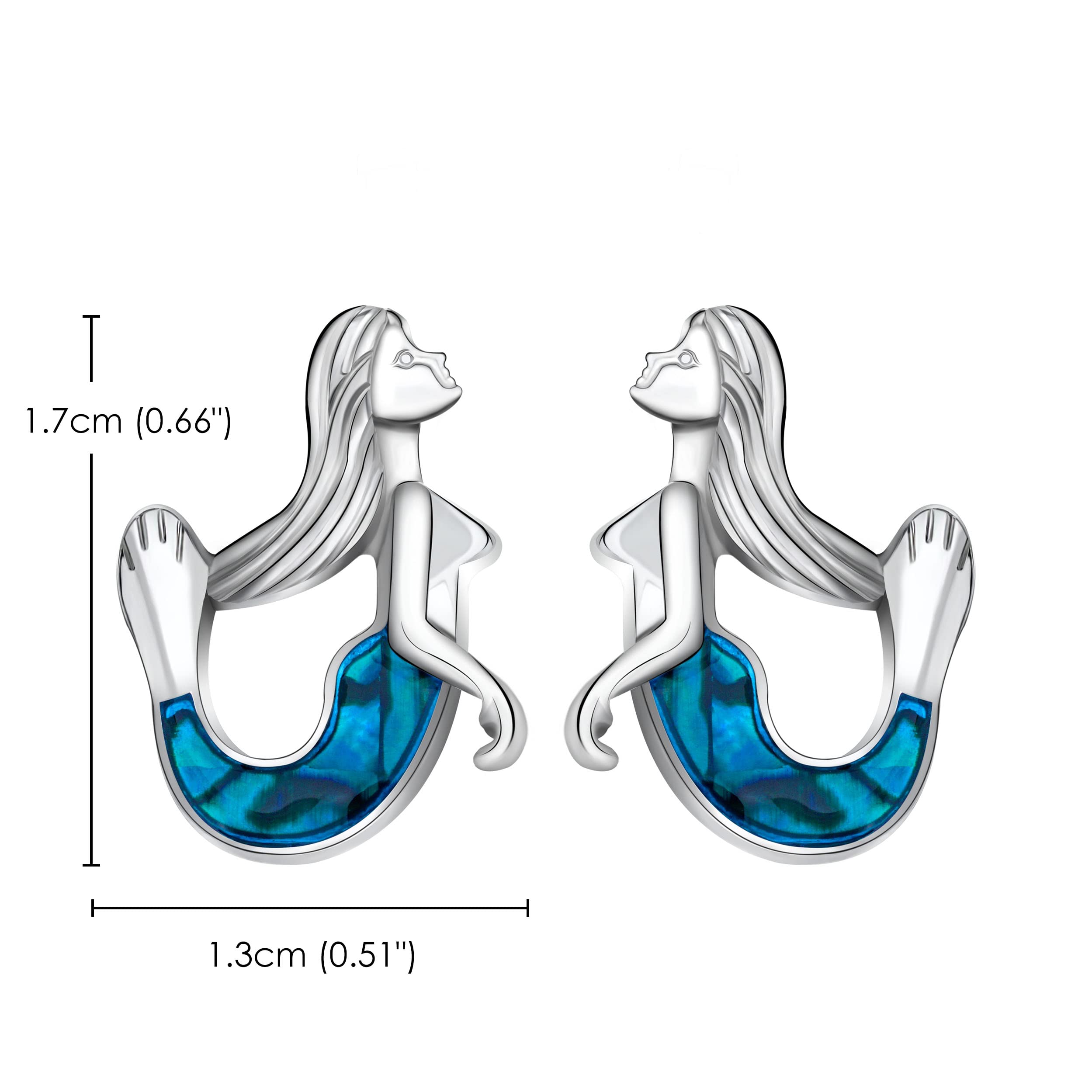 Abalone Shell Mermaid Stud Earrings for Women - Cute Ocean Beach Jewelry Gifts for Summer Vacation, Beach Party & Boho Fashion Accessories