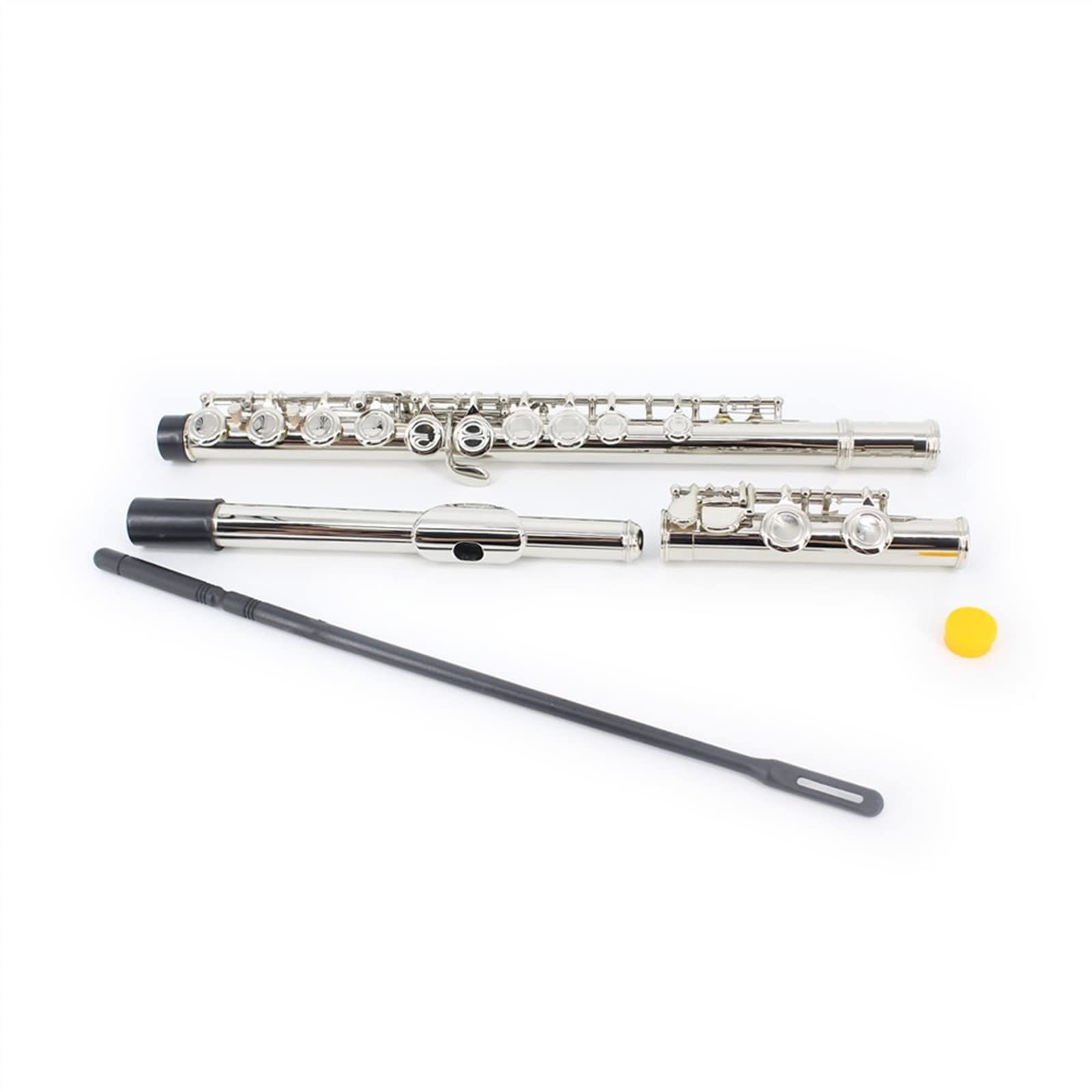 16 Key C Flute Cupronickel Nickel Plated Wind Instrument with Cleaning Cloth & Rod - Perfect for Beginners, Band Practice & School Performances