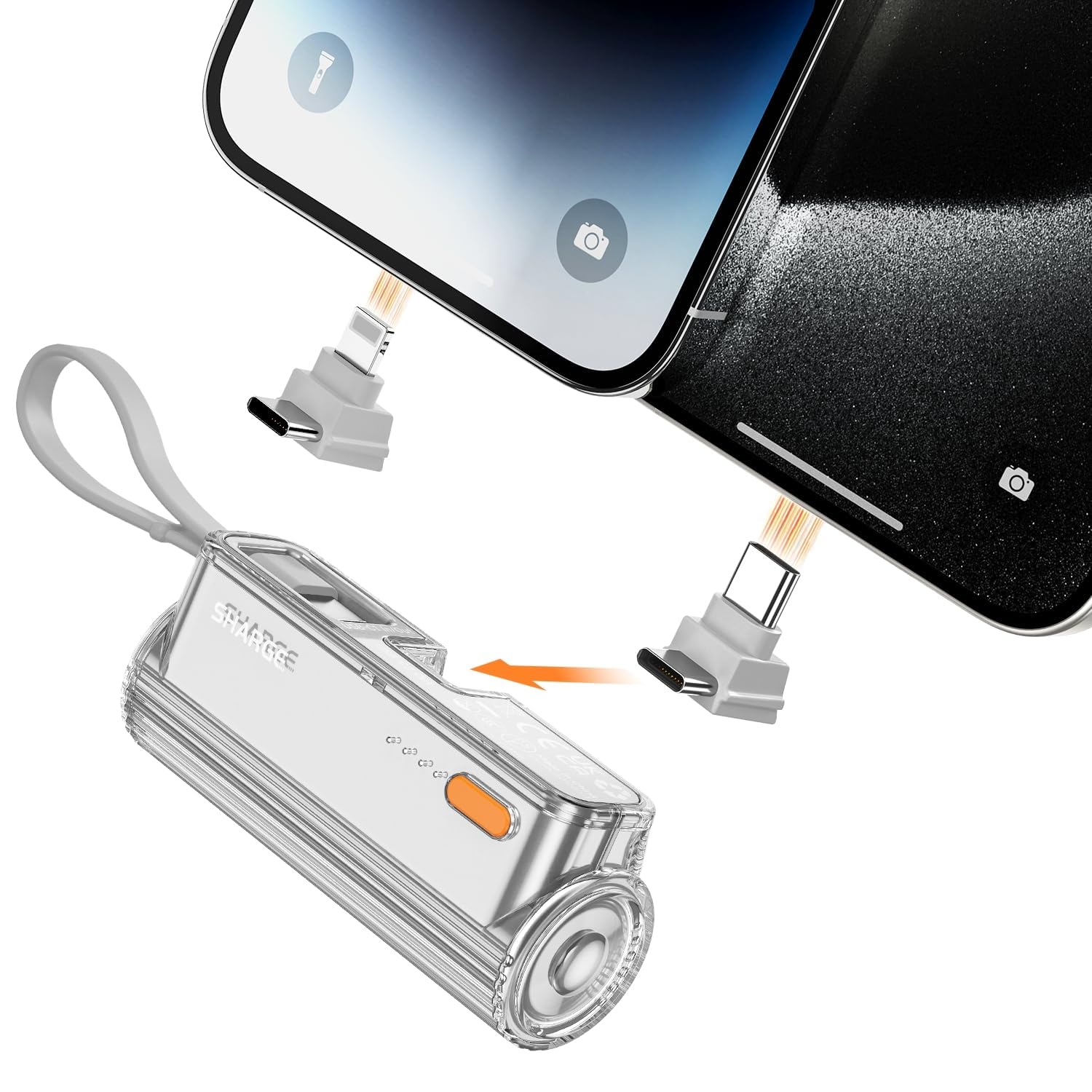 Flow Mini 5000mAh Portable Charger - Compact Power Bank with Interchangeable Plugs & Built-in Cable | Dual USB-C Output for iPhone 16/15/14/13, iPad, Galaxy S24/23 Ultra | Perfect for Travel, Camping & Emergency Power Backup