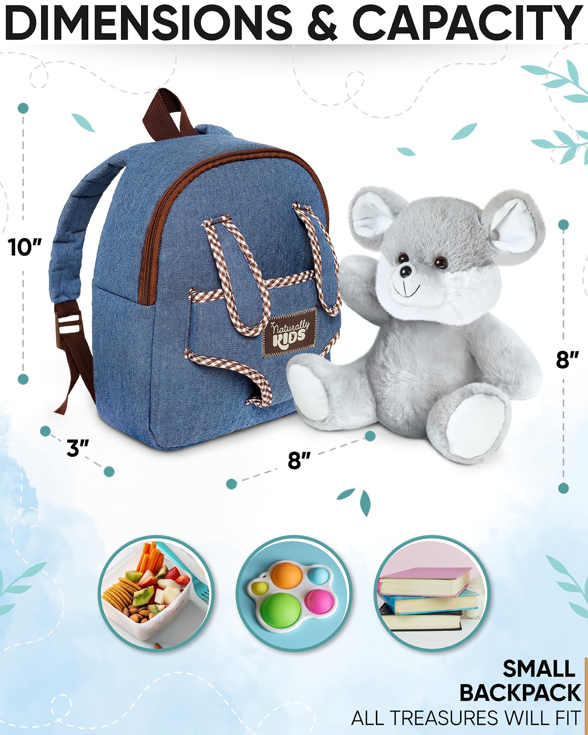 Adorable Mouse Backpack for Kids 3-5 Years Old - Cute Toddler Stuffed Animal Toy & School Bag Gift for Boys & Girls - Perfect for Preschool, Daycare, Travel & Birthday Presents