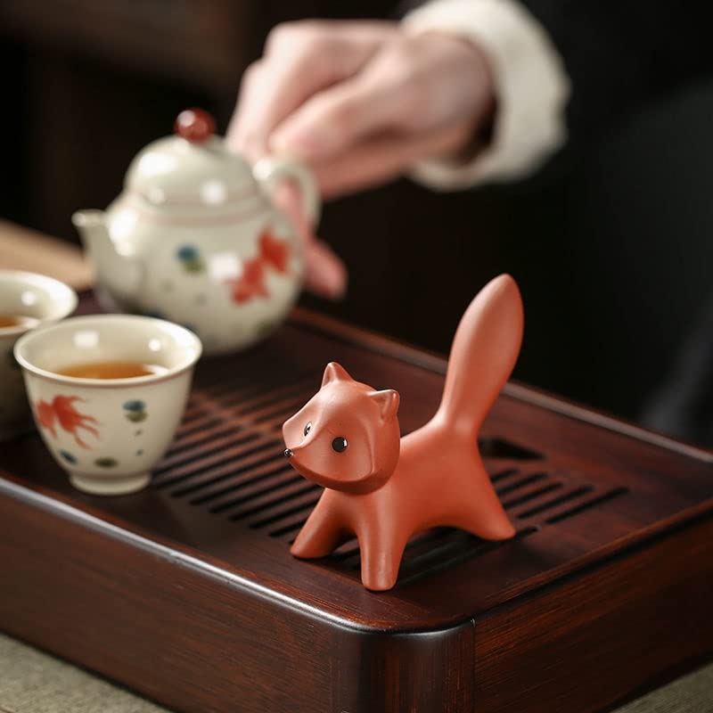 Handmade Purple Clay Fox Tea Pet for Kung Fu Tea Tray - Tea Ceremony Decoration