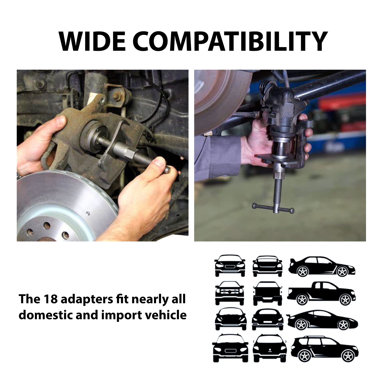 BIG RED Torin 22-Piece Brake Caliper Press Tool Kit | Disc Brake Piston Caliper Compressor Set for Brake Pad Replacement & Reset (Red, ATRHS-E3318BR) | Professional Automotive Repair Tool for DIY Mechanics & Car Enthusiasts