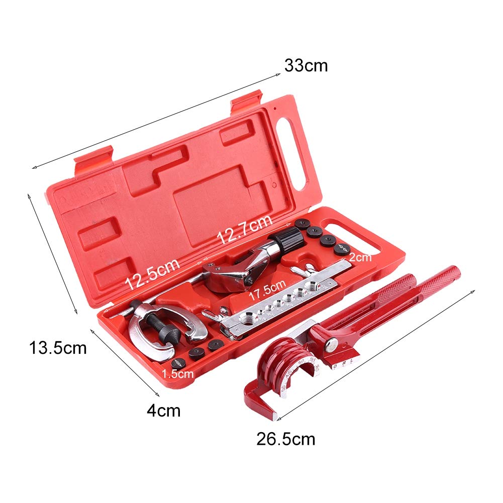 Acouto 11-Piece Pipe Flaring Tool Kit with Bender & Cutter - Professional Brake Line and Fuel Tube Repair Set for Double Flaring - Perfect for Automotive, Plumbing, and DIY Home Repair Projects