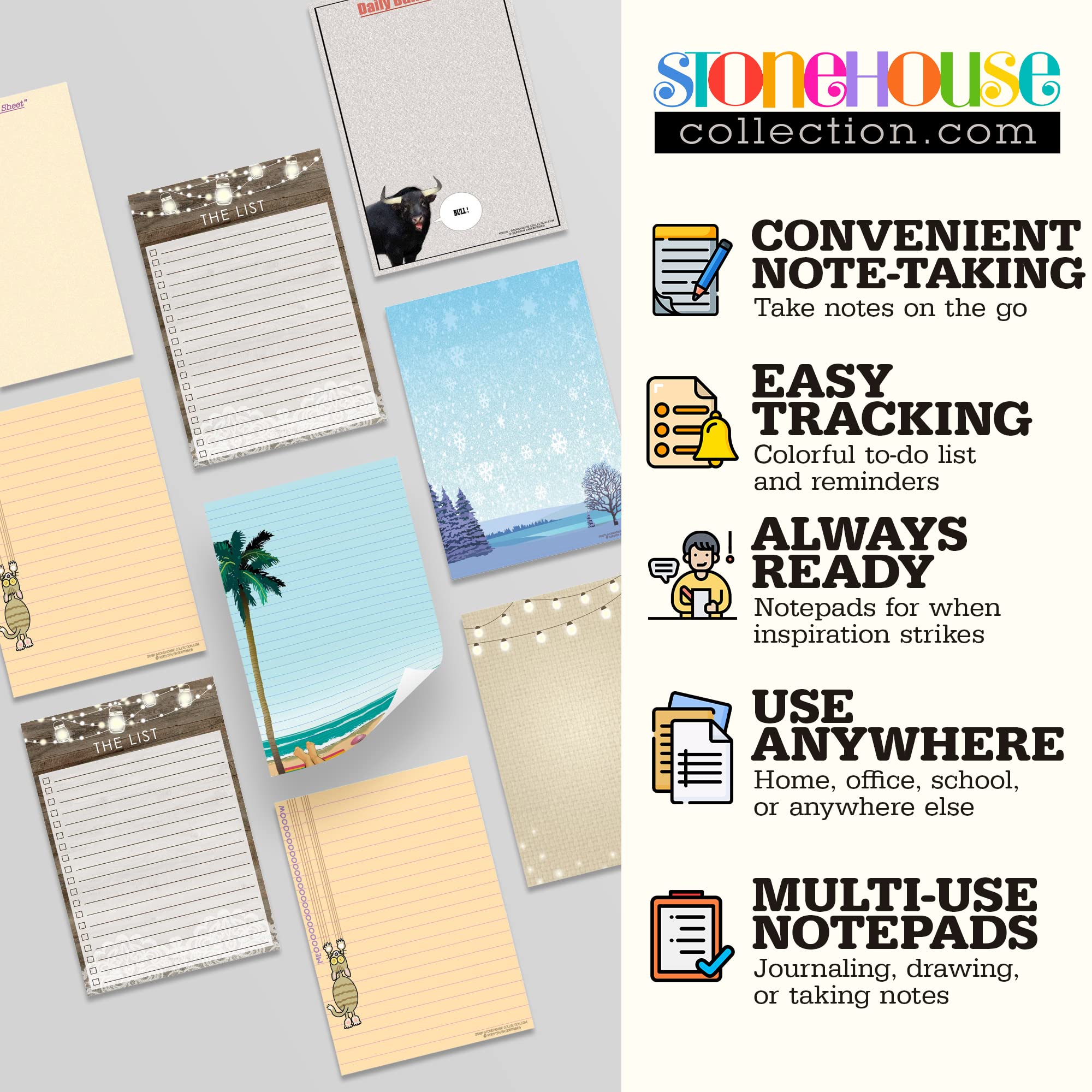 Stonehouse Collection Cactus Notepads - 4 Pack Assorted Succulent To-Do List Notepads for Office, School & Home Organization - Cute Plant-Themed Memo Pads for Planning, Gifts & Productivity