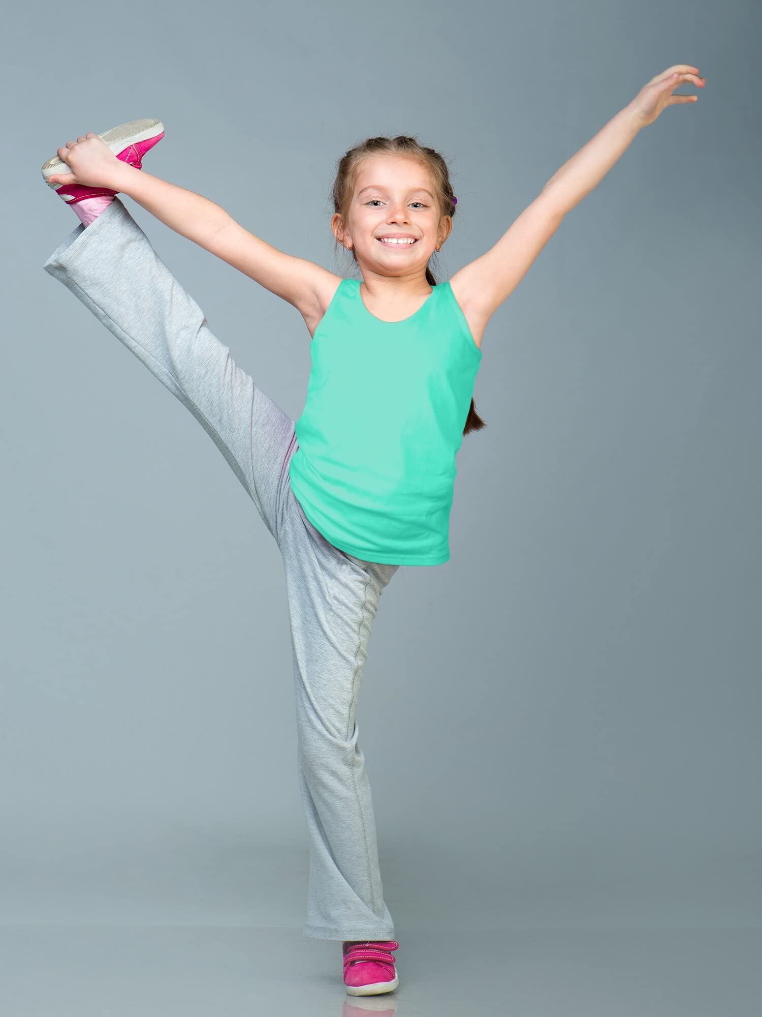 Geyoga 6-Pack Girls Dance Tank Tops - Racerback Crop Tops for Ballet, Gymnastics & Dance | Breathable Sleeveless Performance Wear for Kids & Teens | Perfect for Dance Class, Recitals & Competitions