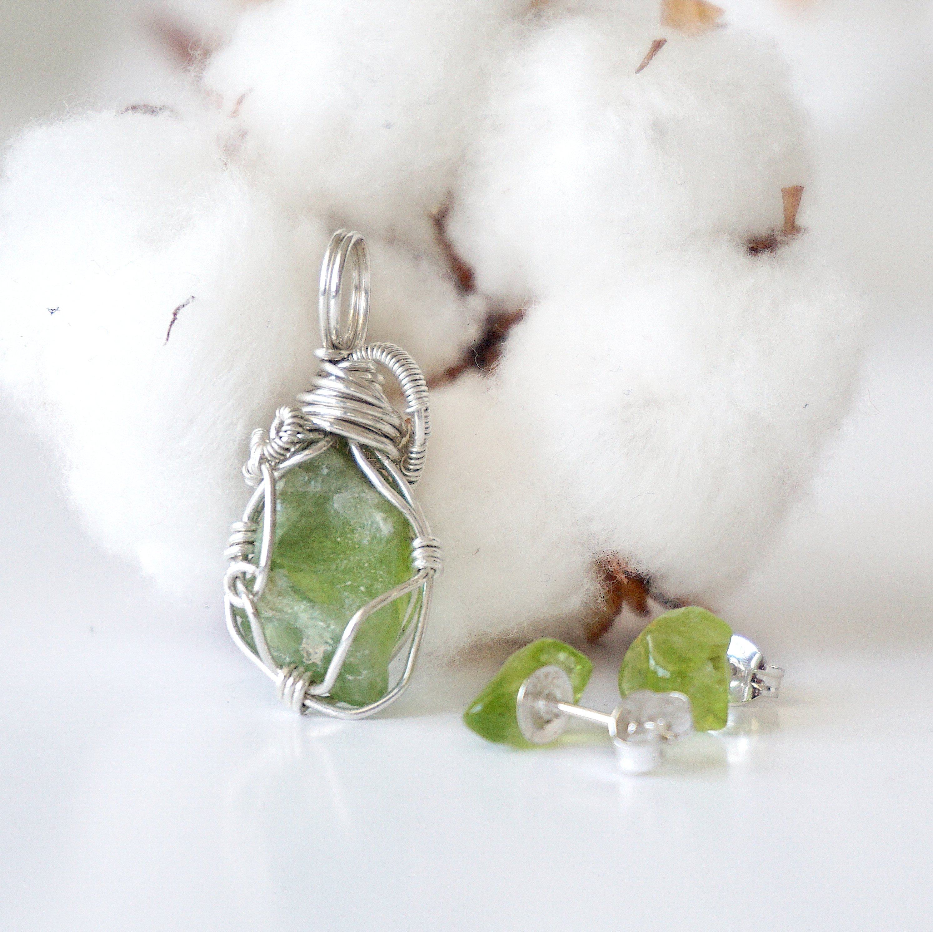 Peridot Jewelry Gift Set - Sterling Silver Earrings & Necklace for Women, Birthday & Anniversary Present | Elegant Olive Green Gemstone Accessories