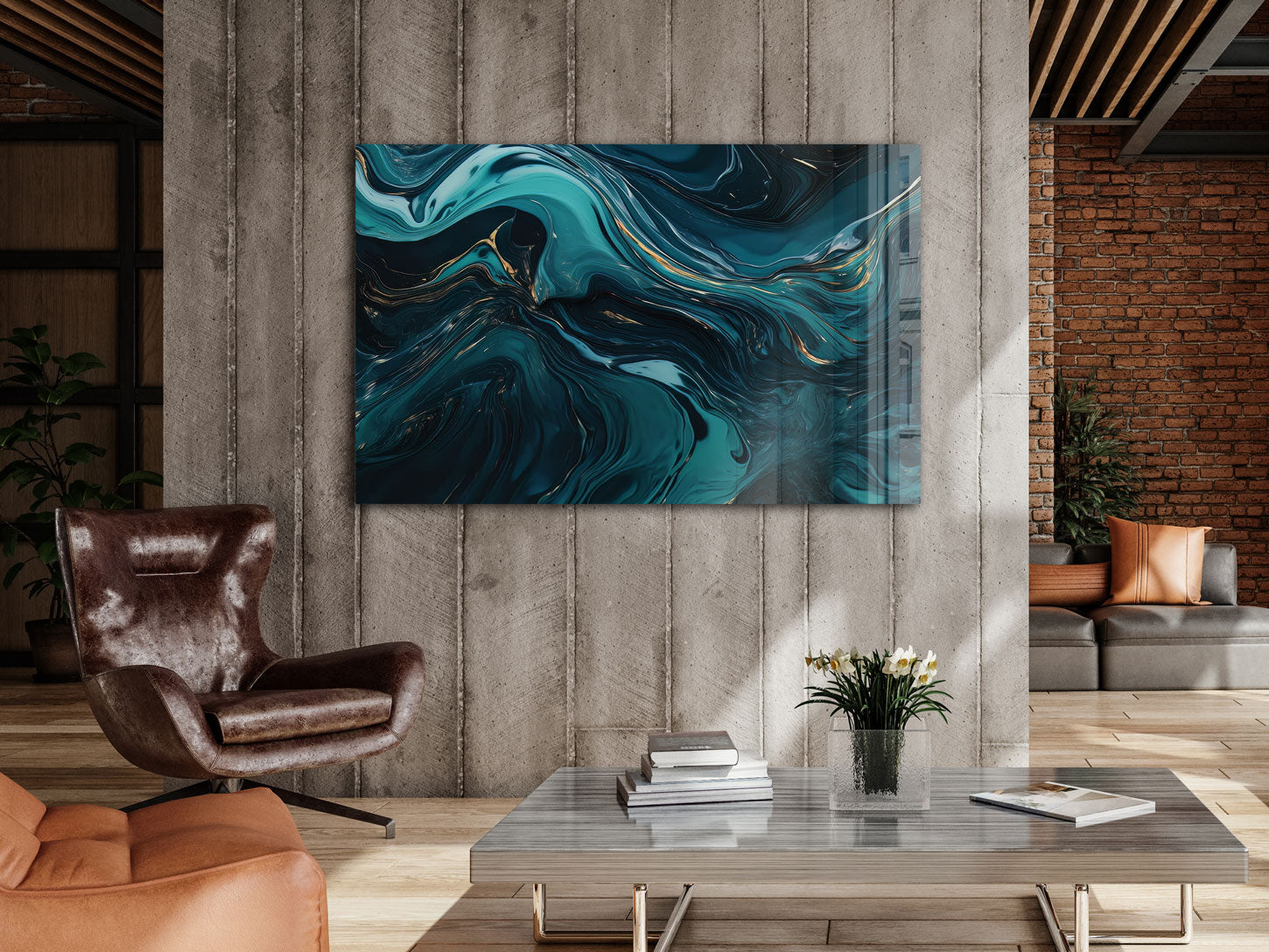 Abstract Wave Pattern Wall Art - Modern Ocean Themed Canvas Painting for Living Room & Bedroom Decor - Perfect for Coastal, Beach House, or Boho Style Home Decor