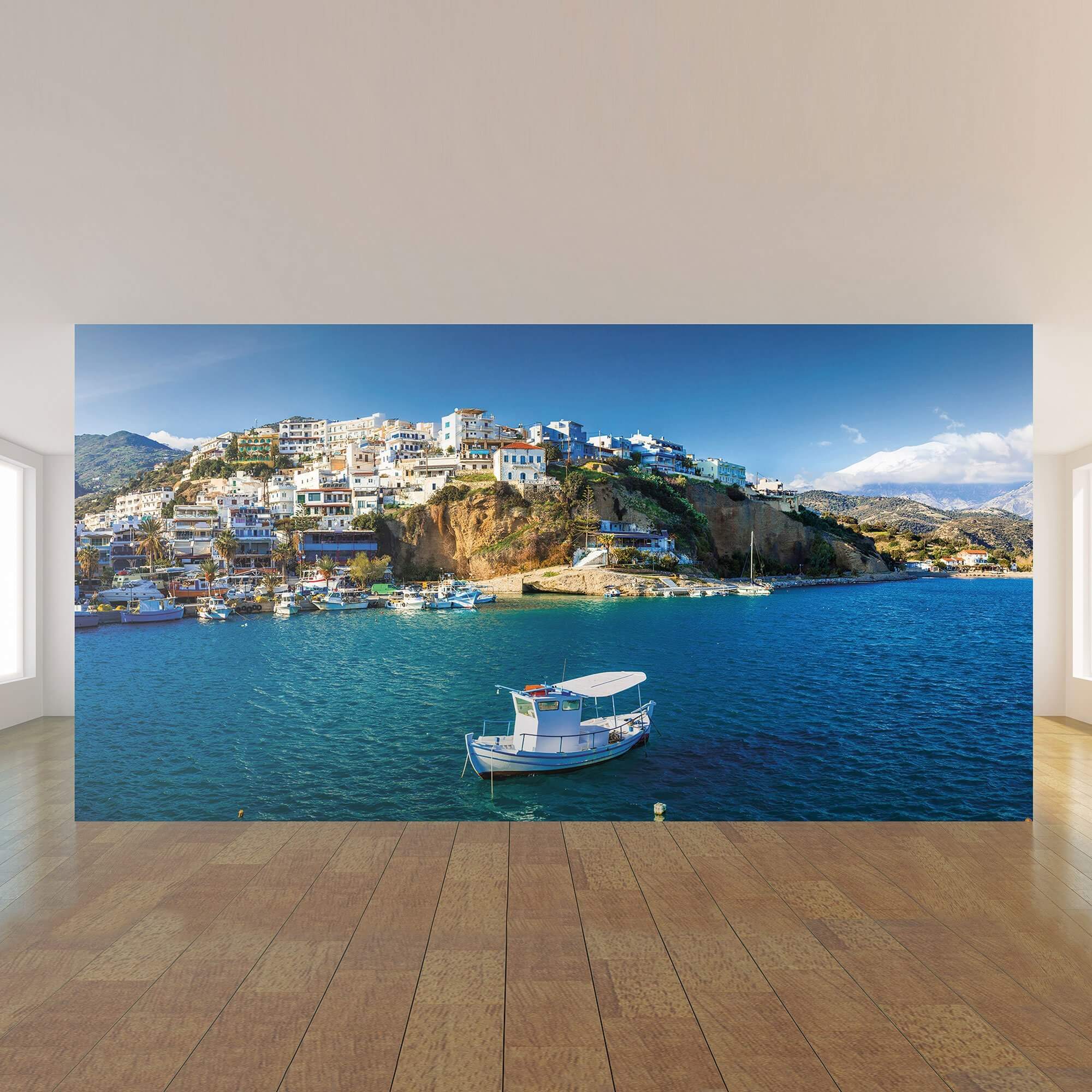 Blue City Landscape Peel and Stick Removable Wallpaper Mural 0986 - Self-Adhesive Decorative Wall Art for Living Room, Bedroom & Office