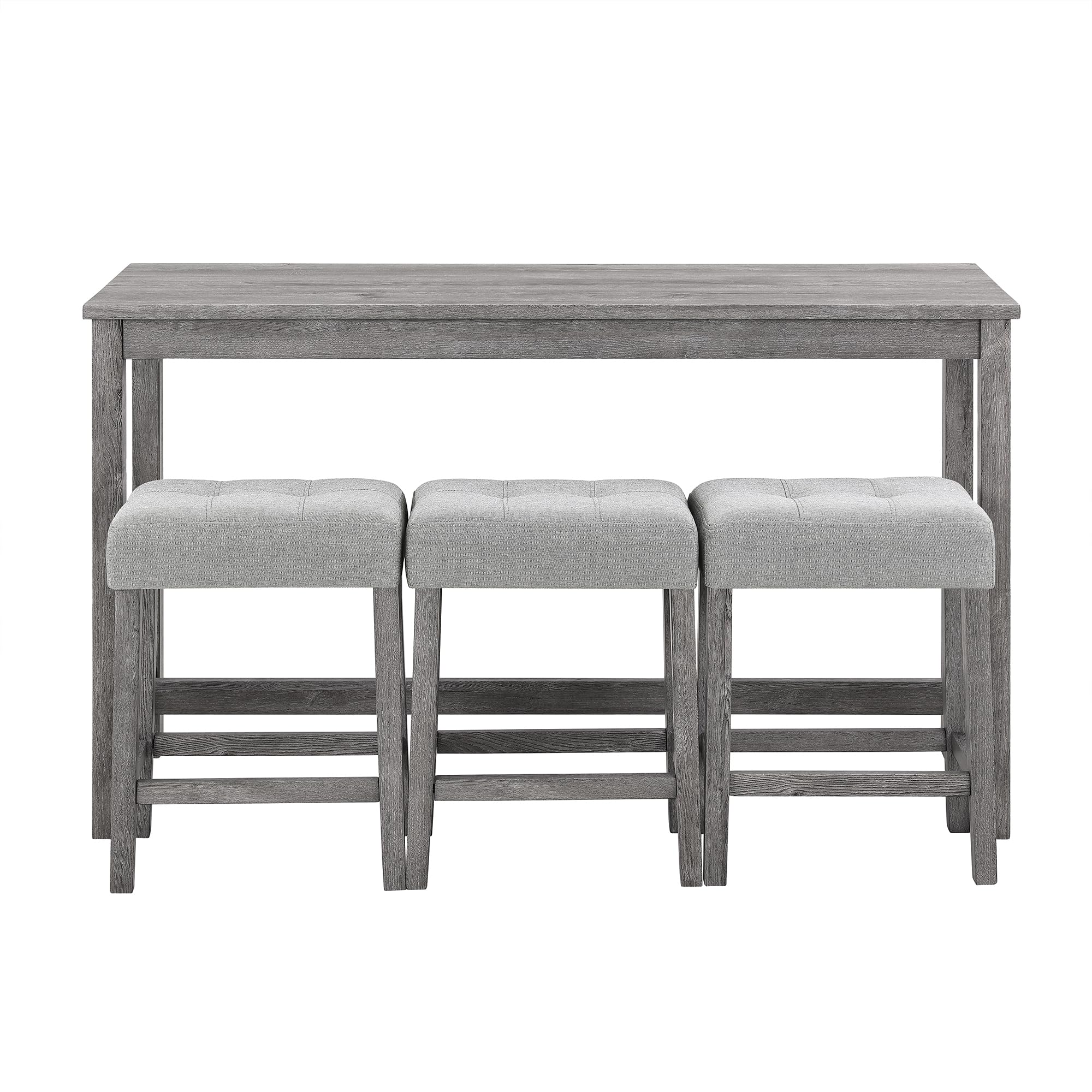 **Merax 4-Piece Bar Table Set with Power Outlet - Industrial Breakfast Table & 3 Padded Stools, Gray - Perfect for Living Room, Dining Room, Game Room & Small Space Entertaining**