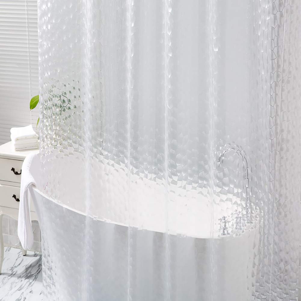 Ryhpez Clear Shower Curtain Liner Set with Hooks - 72x72 Inch Waterproof Bathroom Shower Curtain for Bath Tub, Hotel & Home Use