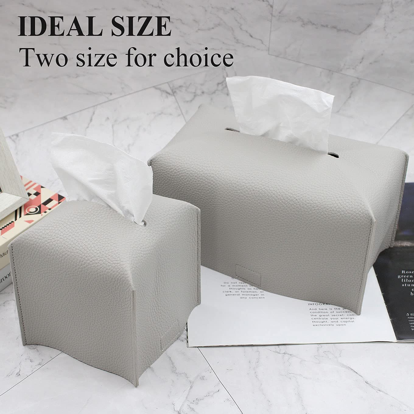 Livelab Modern PU Leather Tissue Box Cover - Decorative Rectangular Organizer Holder for Home & Office (9.5