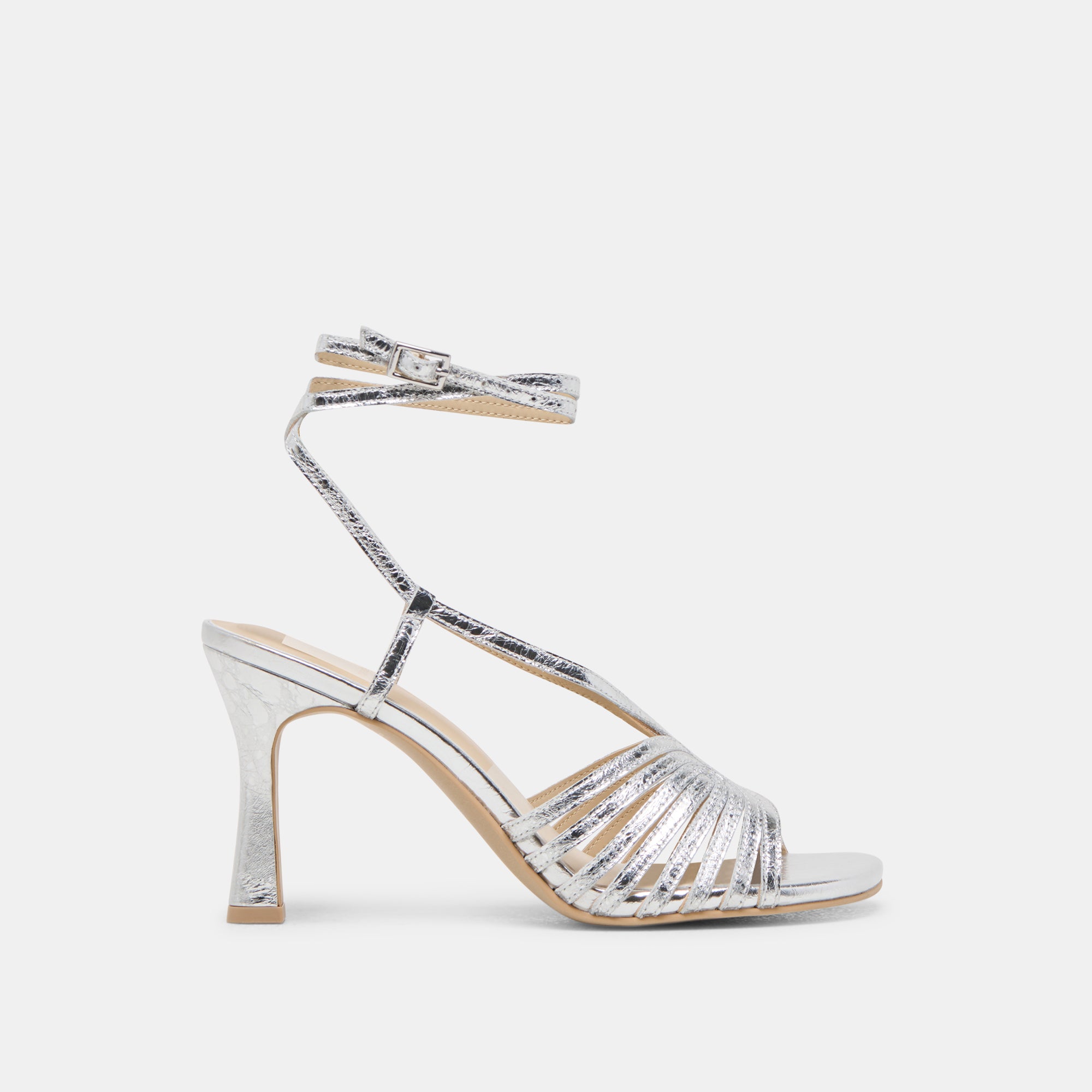 NIVANA Women's Silver Distressed Leather Heels - Stylish High Heels for Parties, Weddings & Evening Events