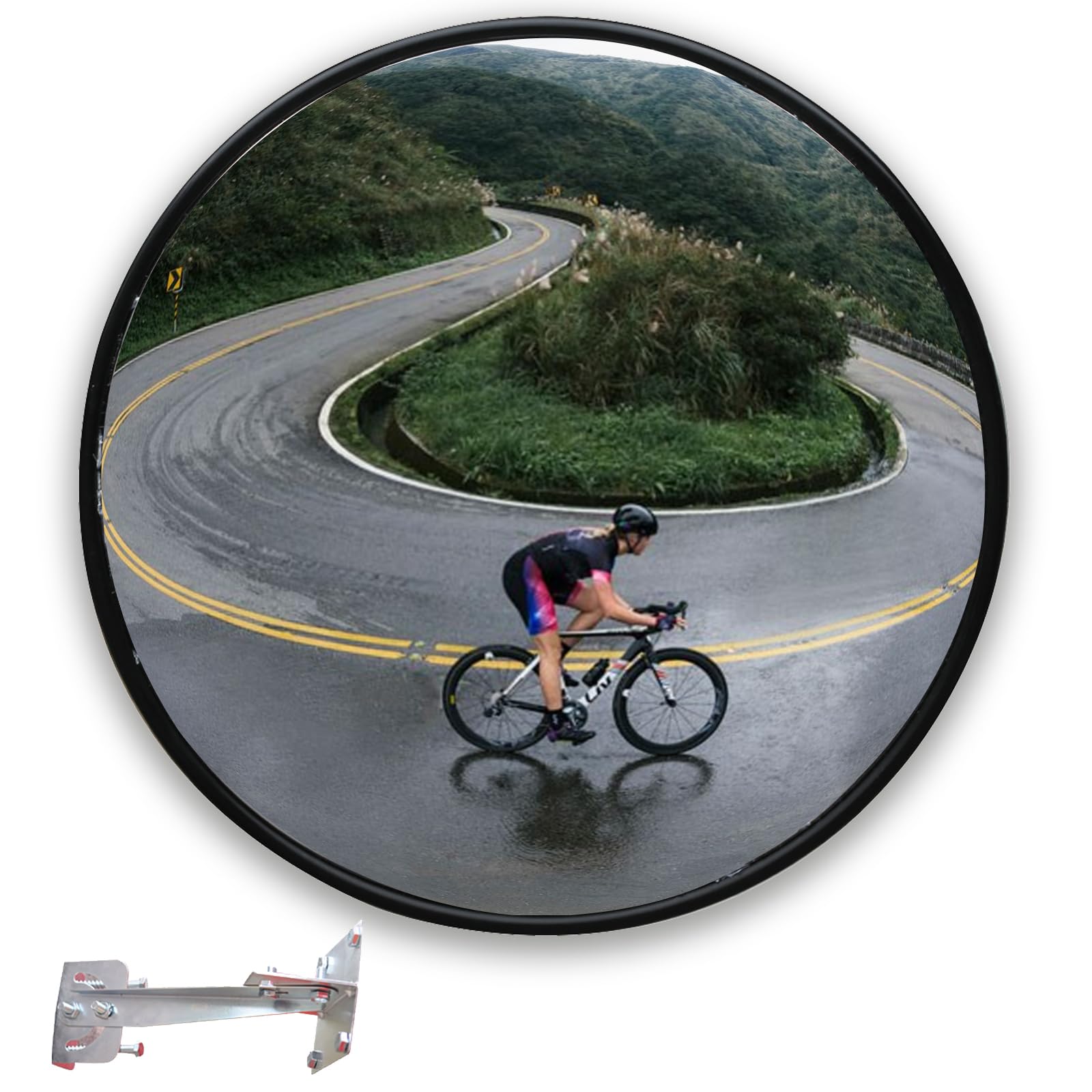 24 Inch Adjustable Wide Angle Security Mirror - Black Corner Blind Spot Mirror for Garage, Warehouse & Parking - Indoor Use for Enhanced Safety & Visibility