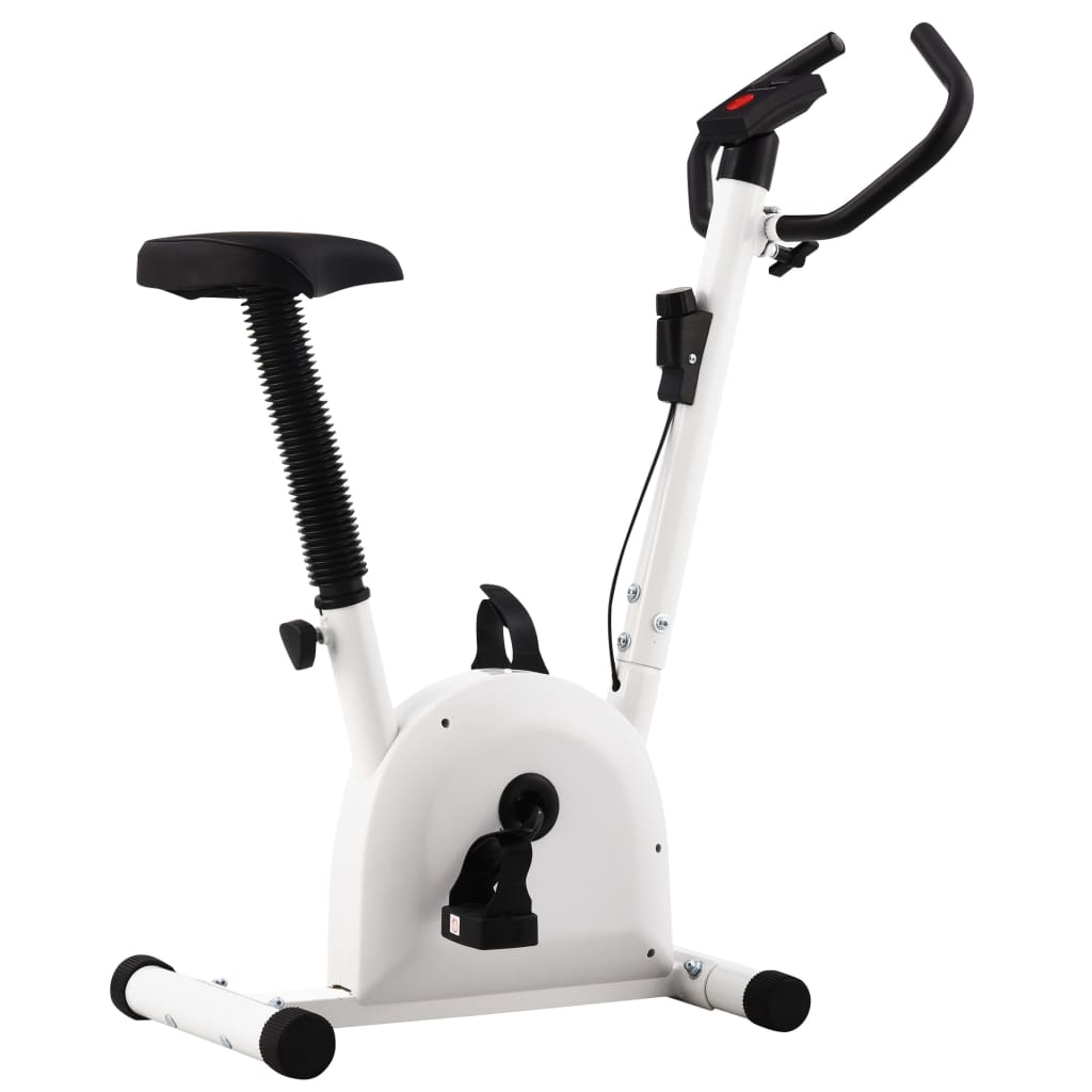 VidaXL White Exercise Bike with Belt Resistance - Indoor Cycling Bike for Home Gym, Cardio Workout & Fitness Training